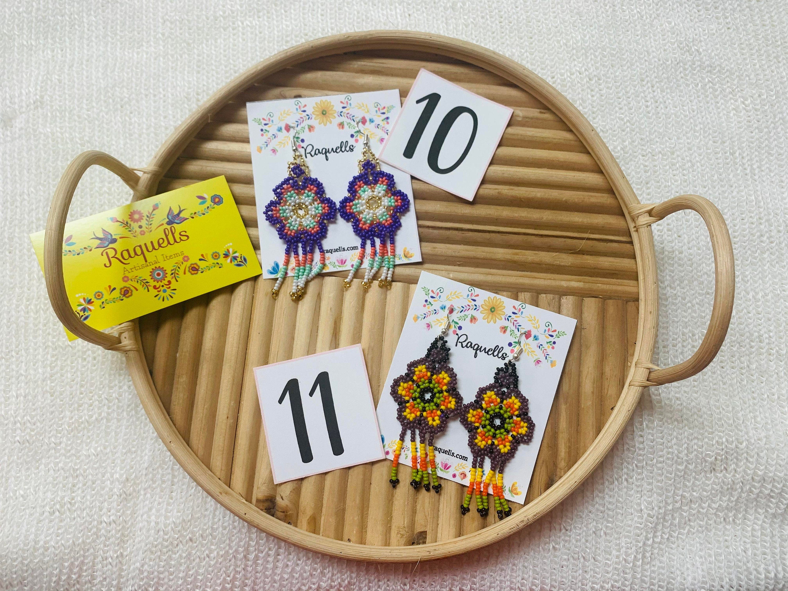 Image of Beautiful Hand Beaded Artisanal Earrings - Beaded Earrings From Chiapas, Mexico