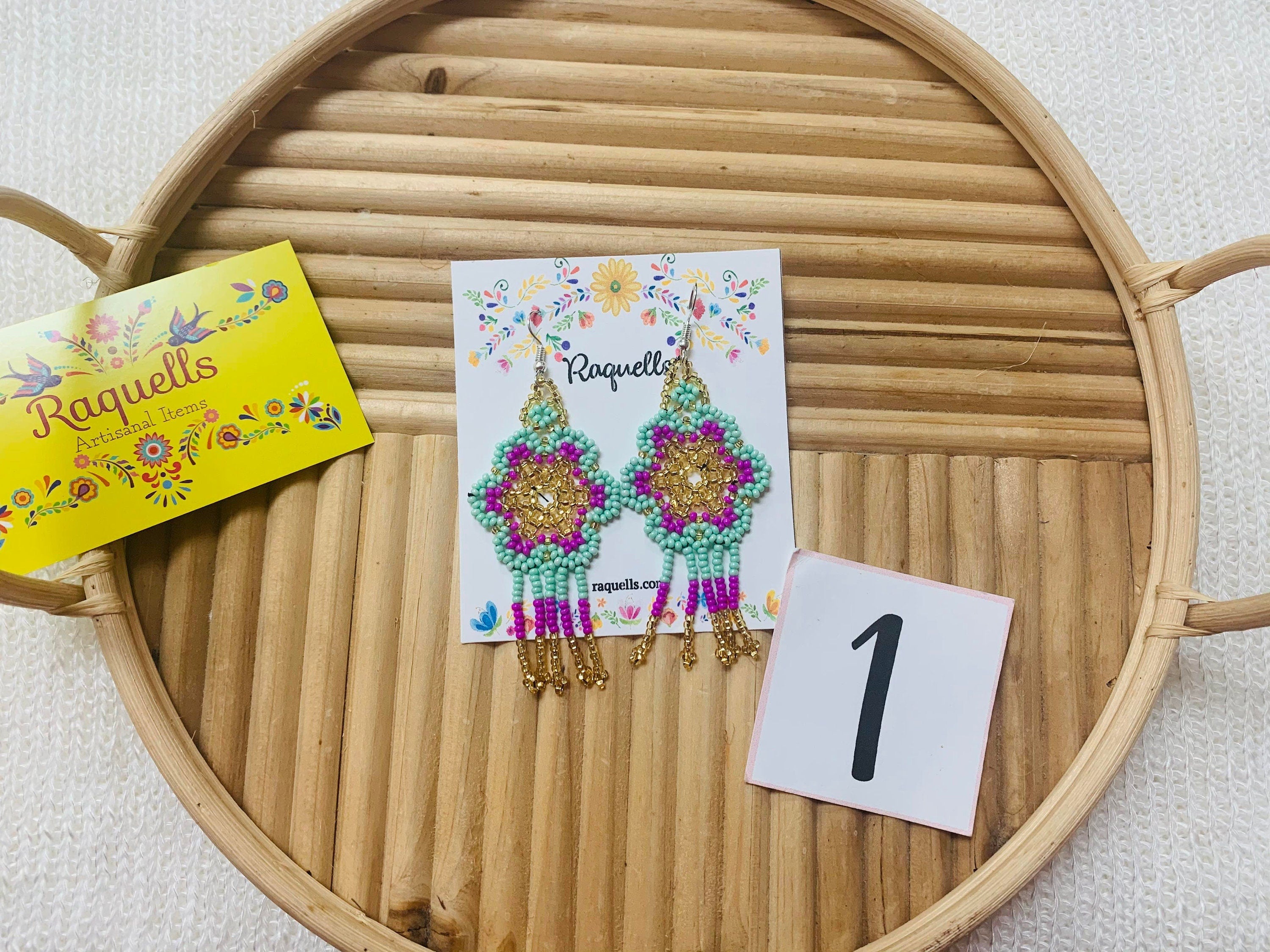 Beautiful Hand Beaded Artisanal Earrings - Beaded Earrings From Chiapas, Mexico