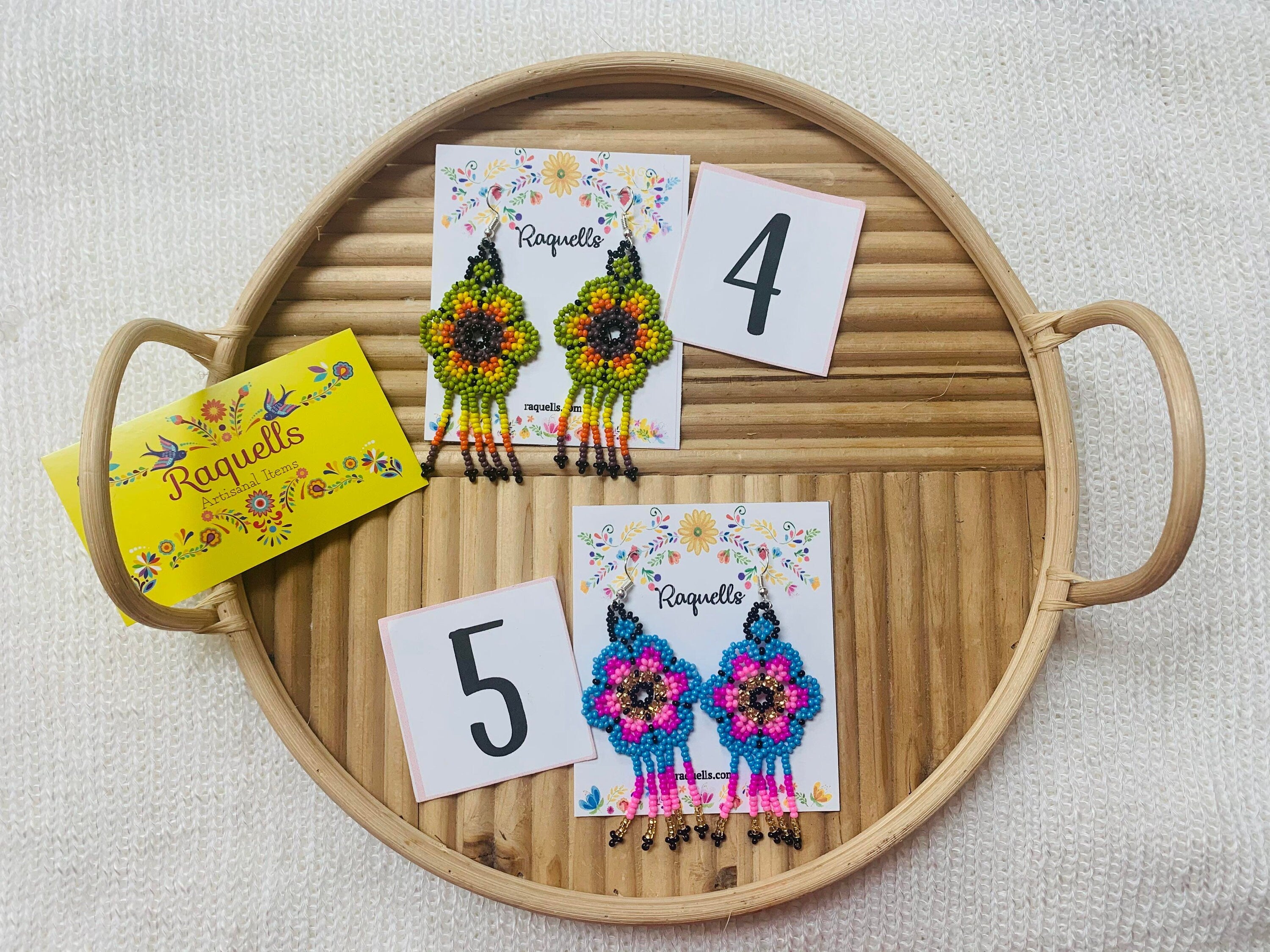 Beautiful Hand Beaded Artisanal Earrings - Beaded Earrings From Chiapas, Mexico