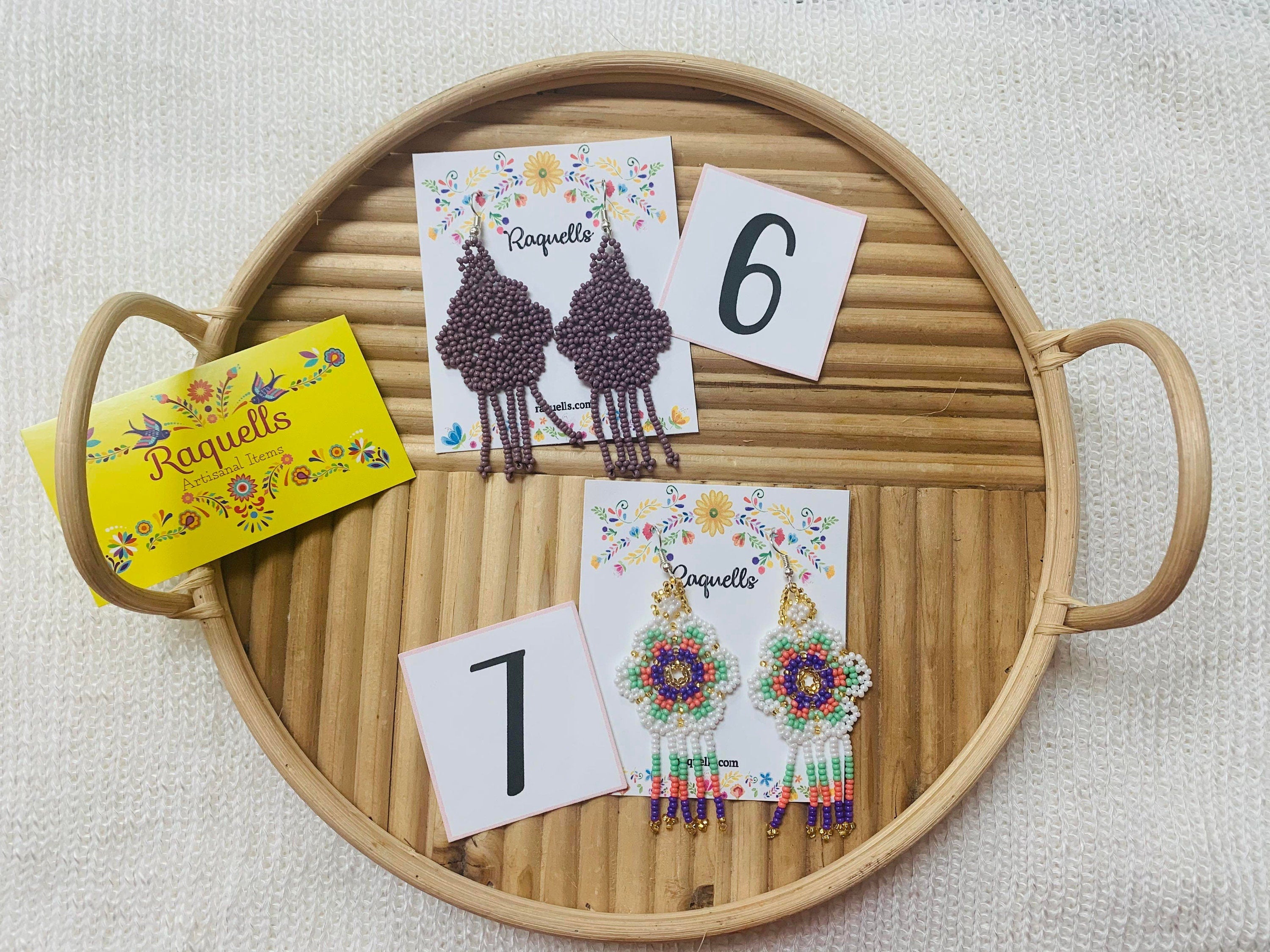 Image of Beautiful Hand Beaded Artisanal Earrings - Beaded Earrings From Chiapas, Mexico