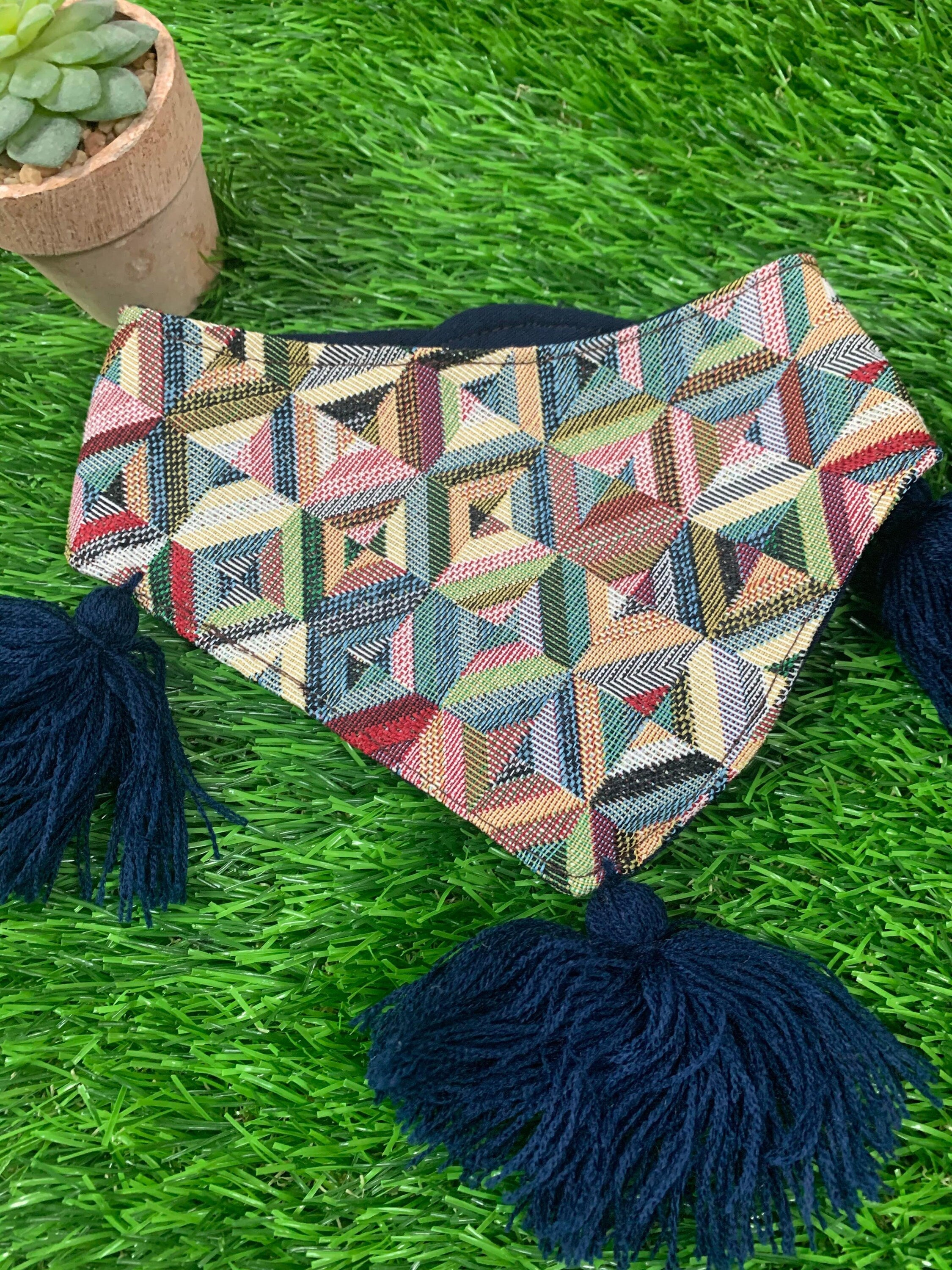Image of Small Dog Bandanas - Artisan Made Tassel Bandanas - Clip on Bandanas