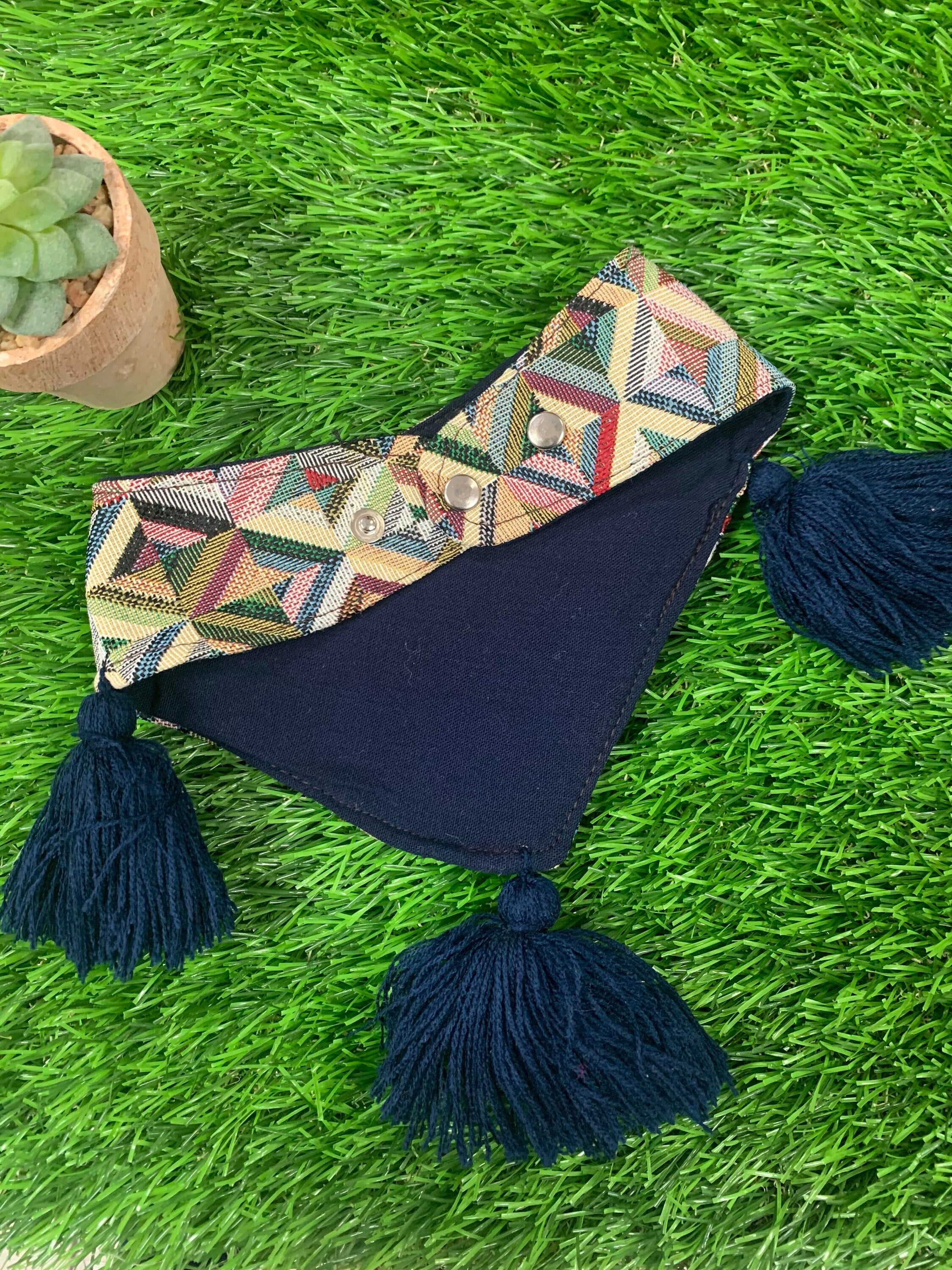 Image of Small Dog Bandanas - Artisan Made Tassel Bandanas - Clip on Bandanas