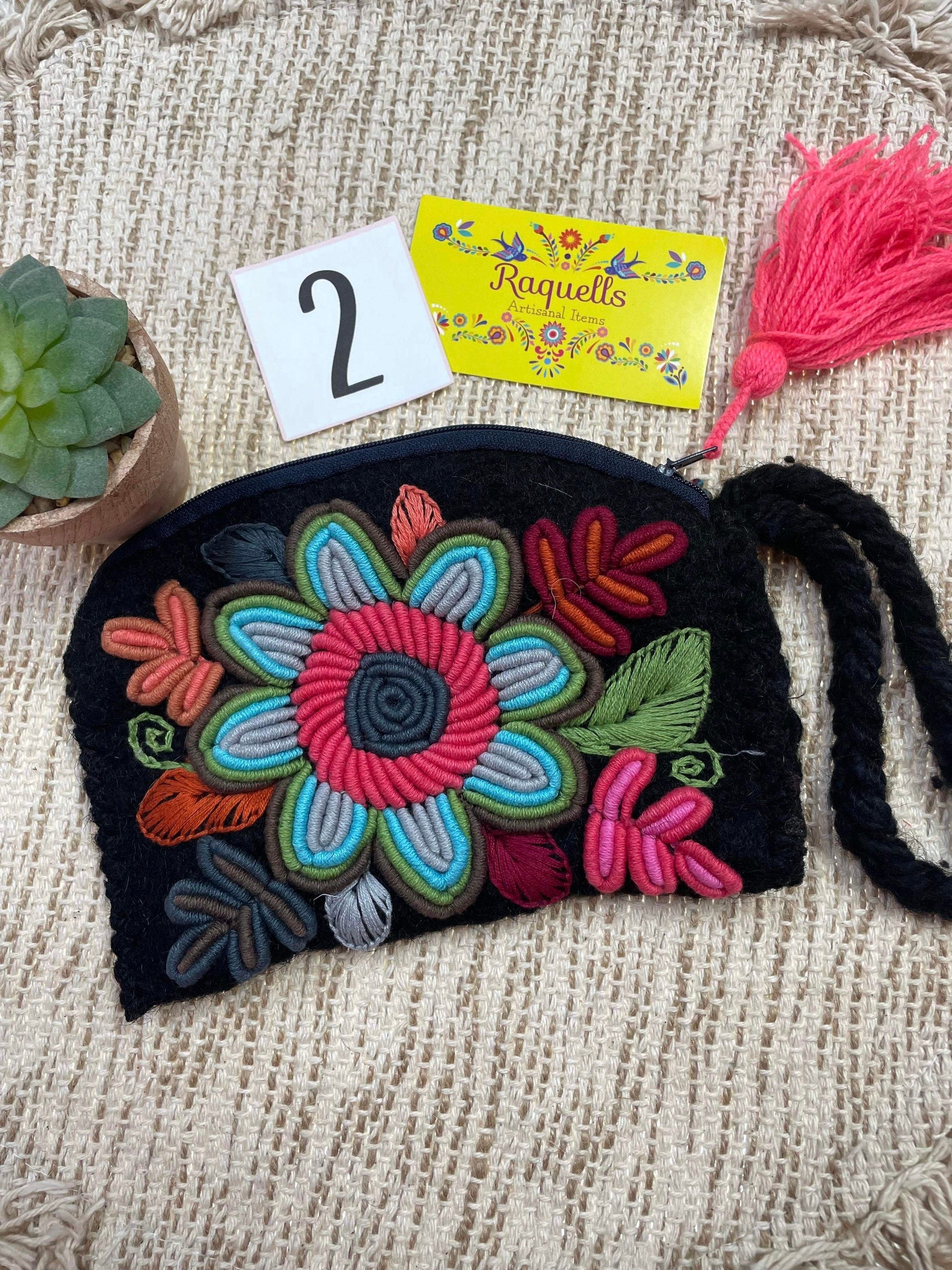 Image of Handmade Mexican Wool Wristlet - Toiletry Bag - Handmade Wallet