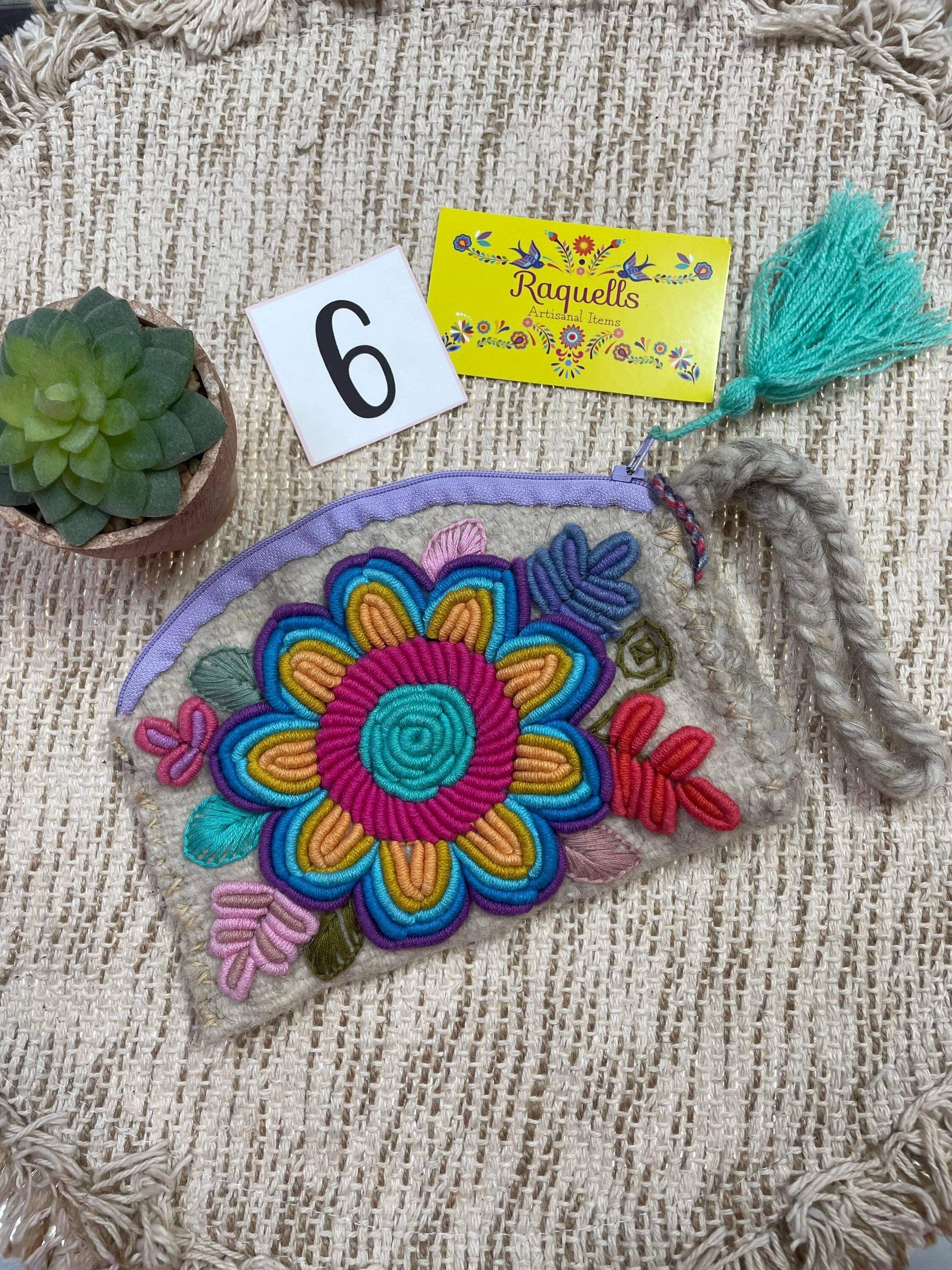 Handmade Mexican Wool Wristlet - Toiletry Bag - Handmade Wallet