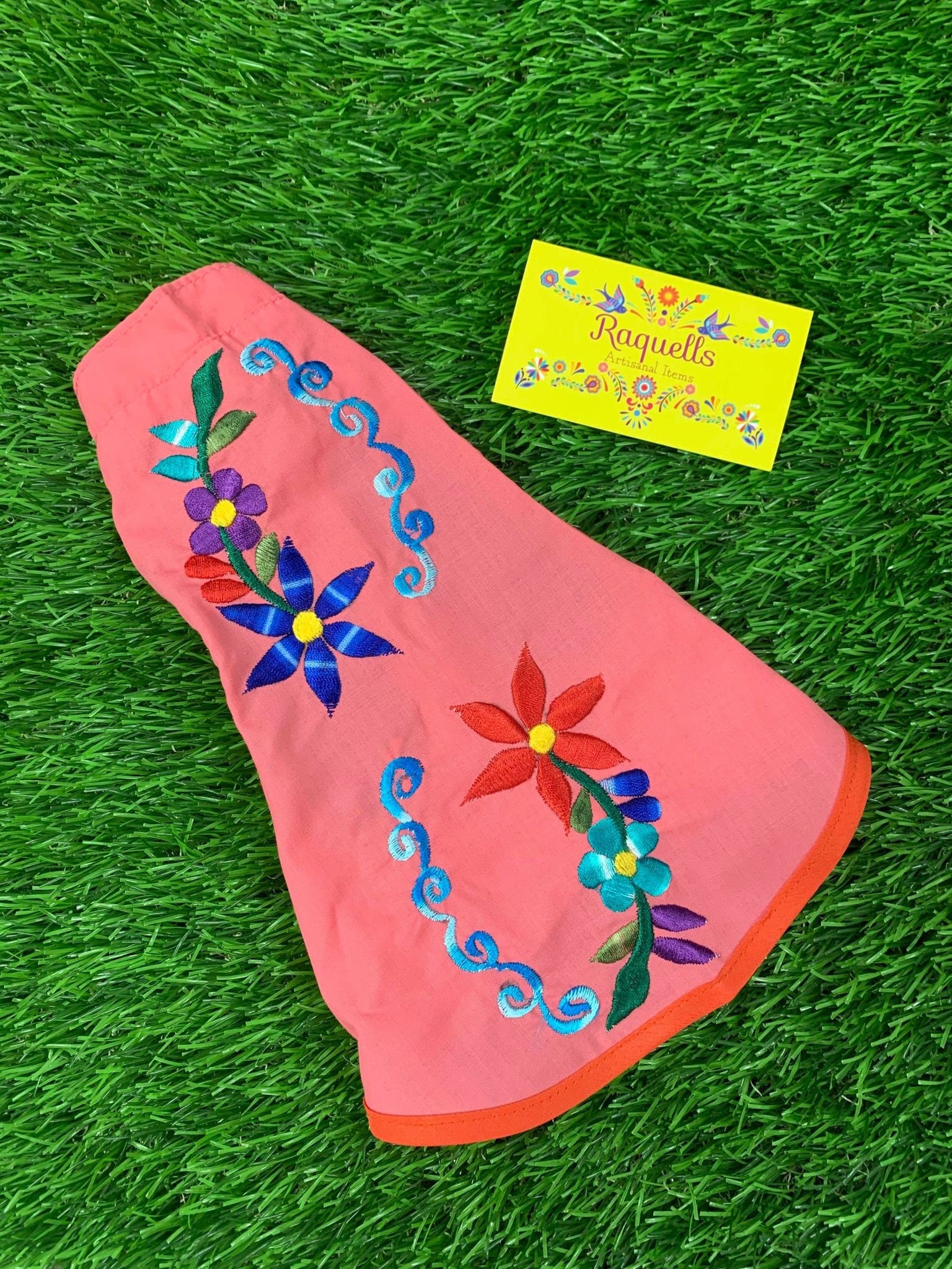 Embroidered Floral Dog Dress: Cape Style Pet Clothing