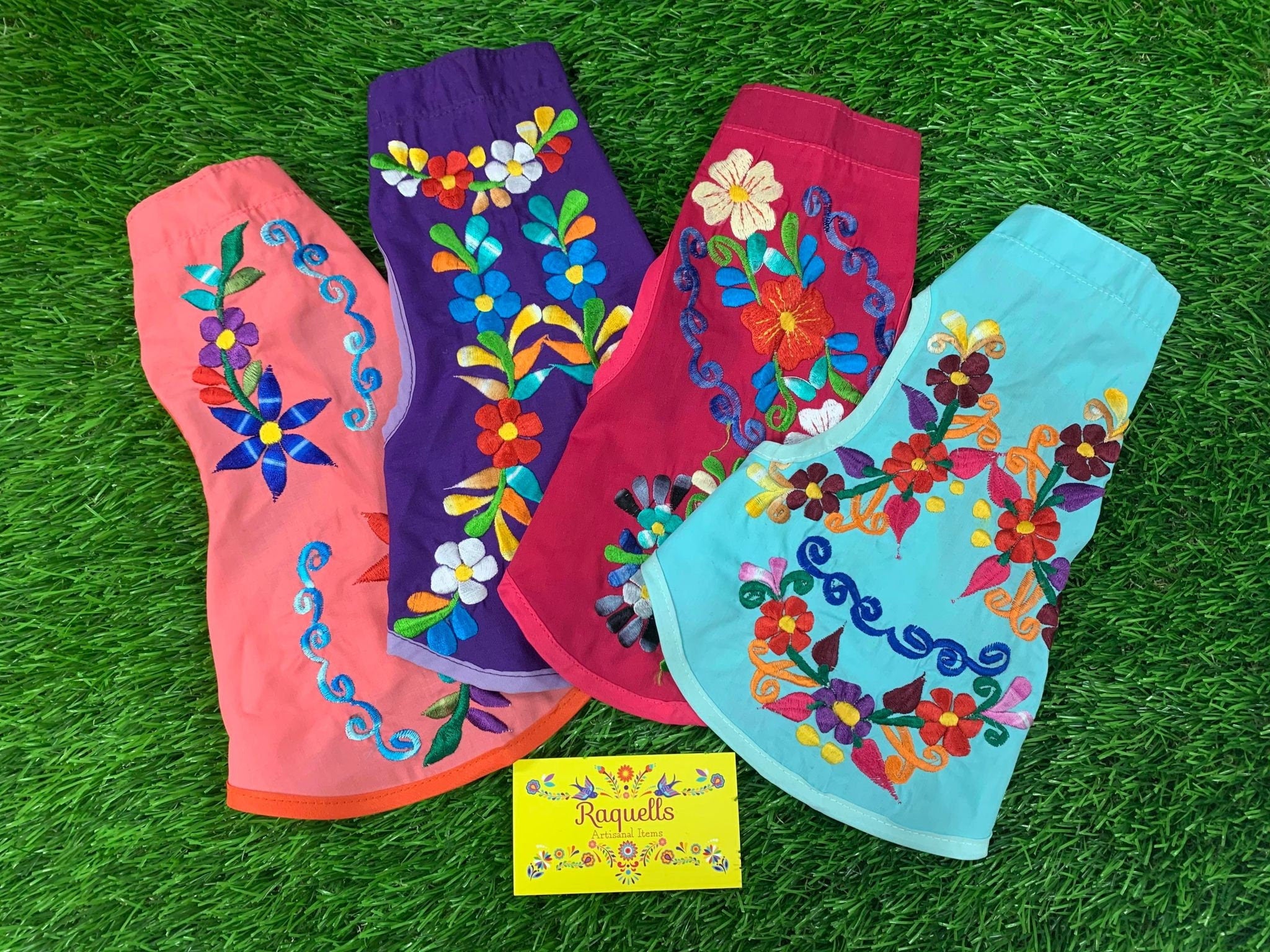 Embroidered Floral Dog Dress: Cape Style Pet Clothing