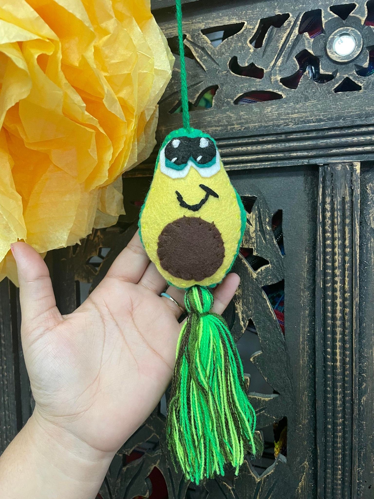 Image of Handmade Cute Avocado Felt Tassel Charms - Handmade Charms - Ornament Charms - Car Decor