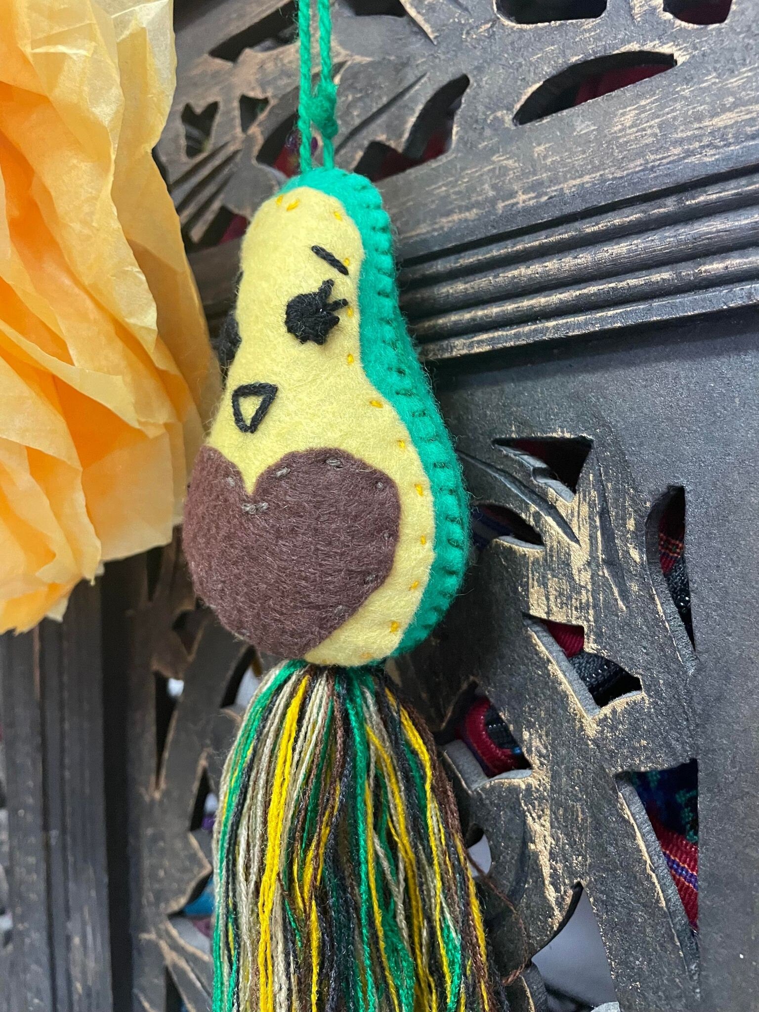 Image of Handmade Cute Avocado Felt Tassel Charms - Handmade Charms - Ornament Charms - Car Decor