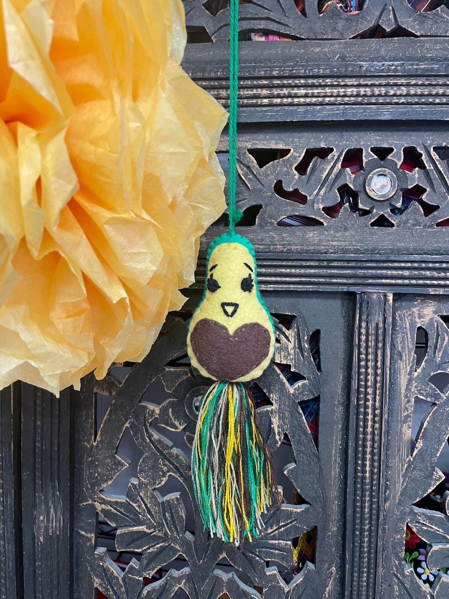 Handmade Cute Avocado Felt Tassel Charms - Handmade Charms - Ornament Charms - Car Decor