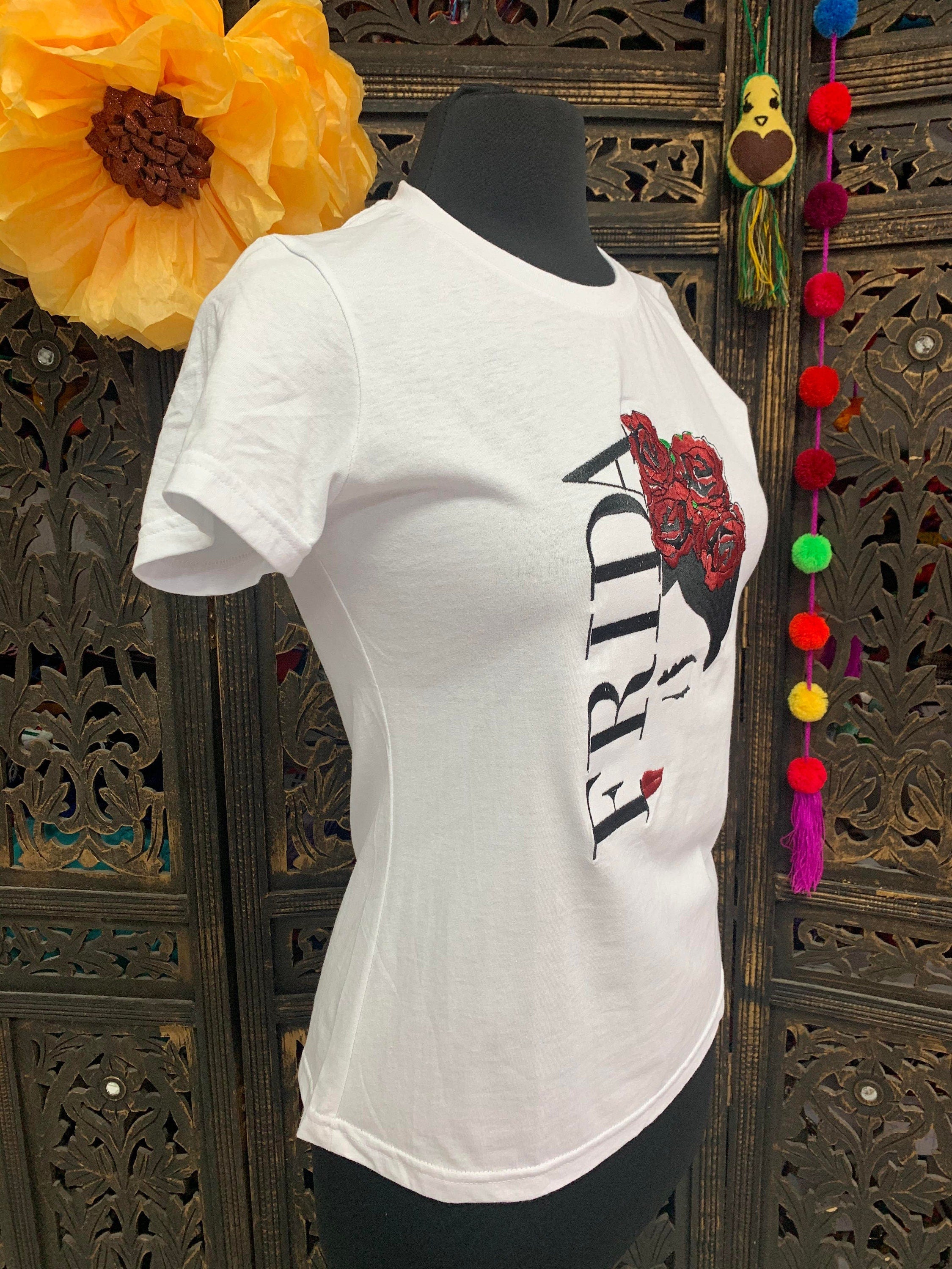 Image of Beautiful Mexican Embroidered Frida TShirts - Artisanal TShirts