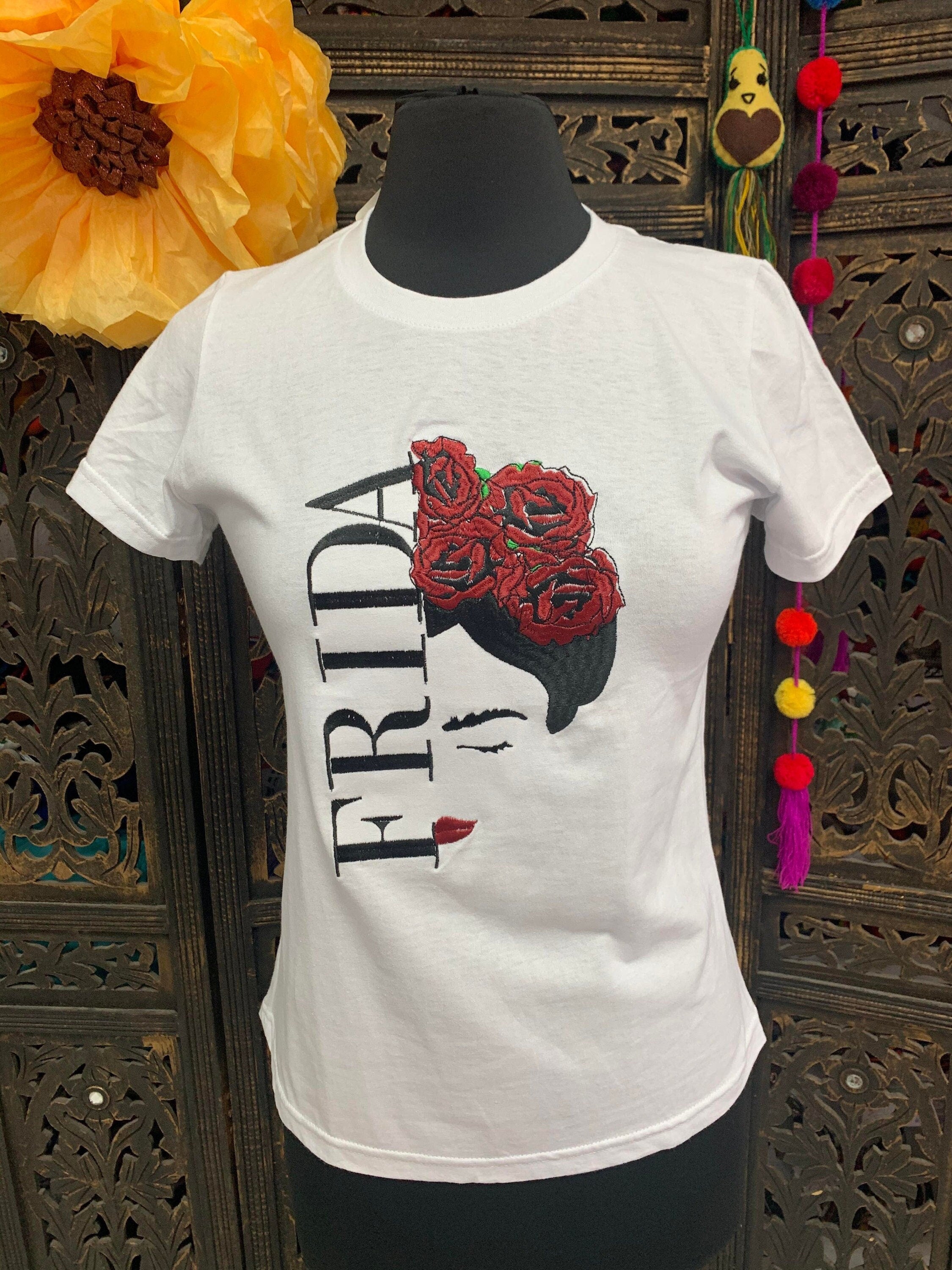 Beautiful Mexican Embroidered Frida TShirts - Artisanal TShirts