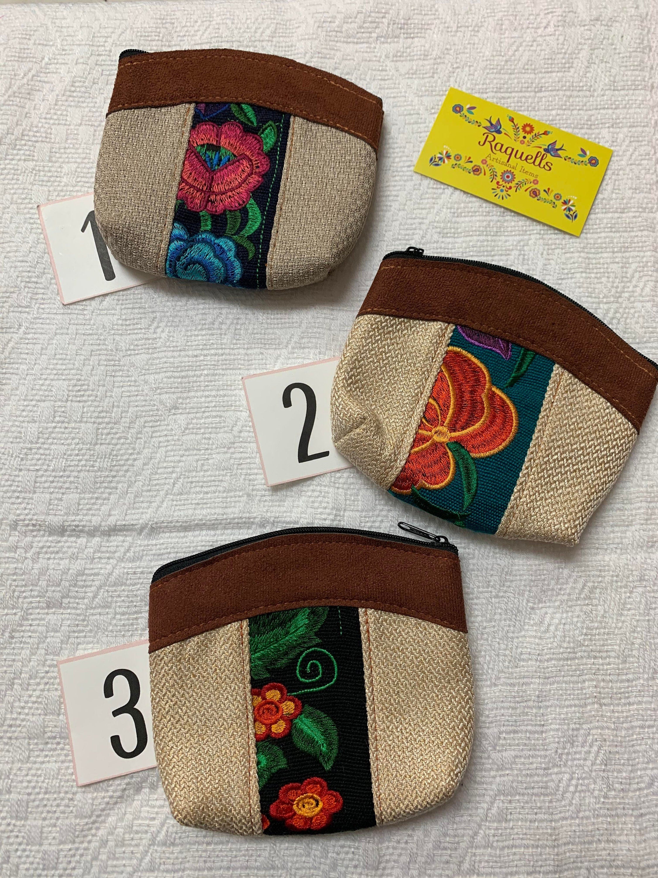 Image of Cute Handmade Coin Bags - Embroidered Coin Bags - Mexican Style Bags