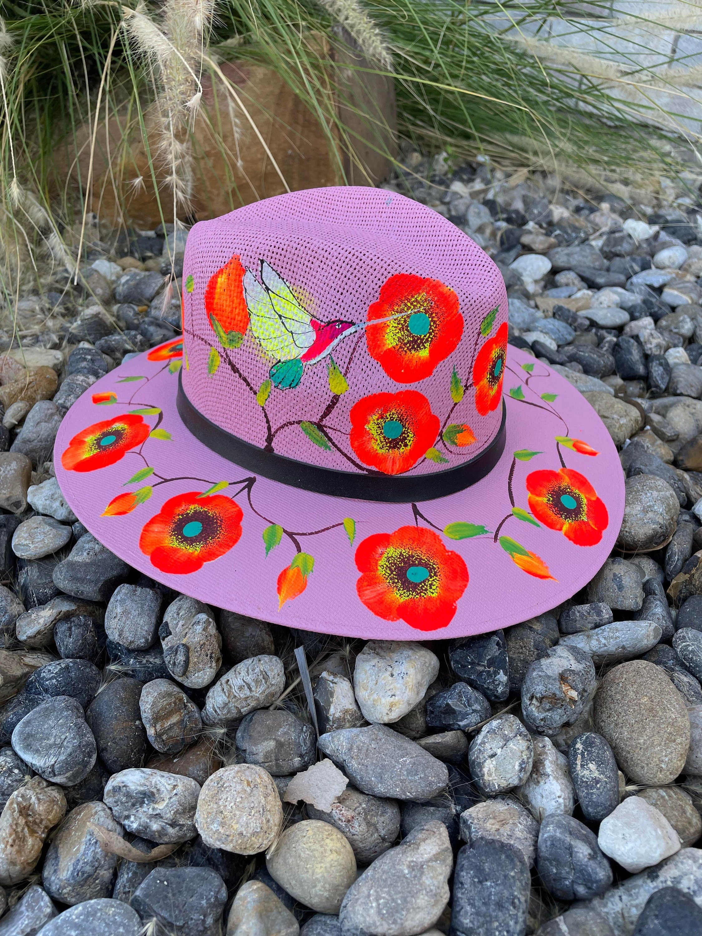 Gorgeous Large Hand Painted Mexican Straw Hat - Artisanal Hat - Western Hat