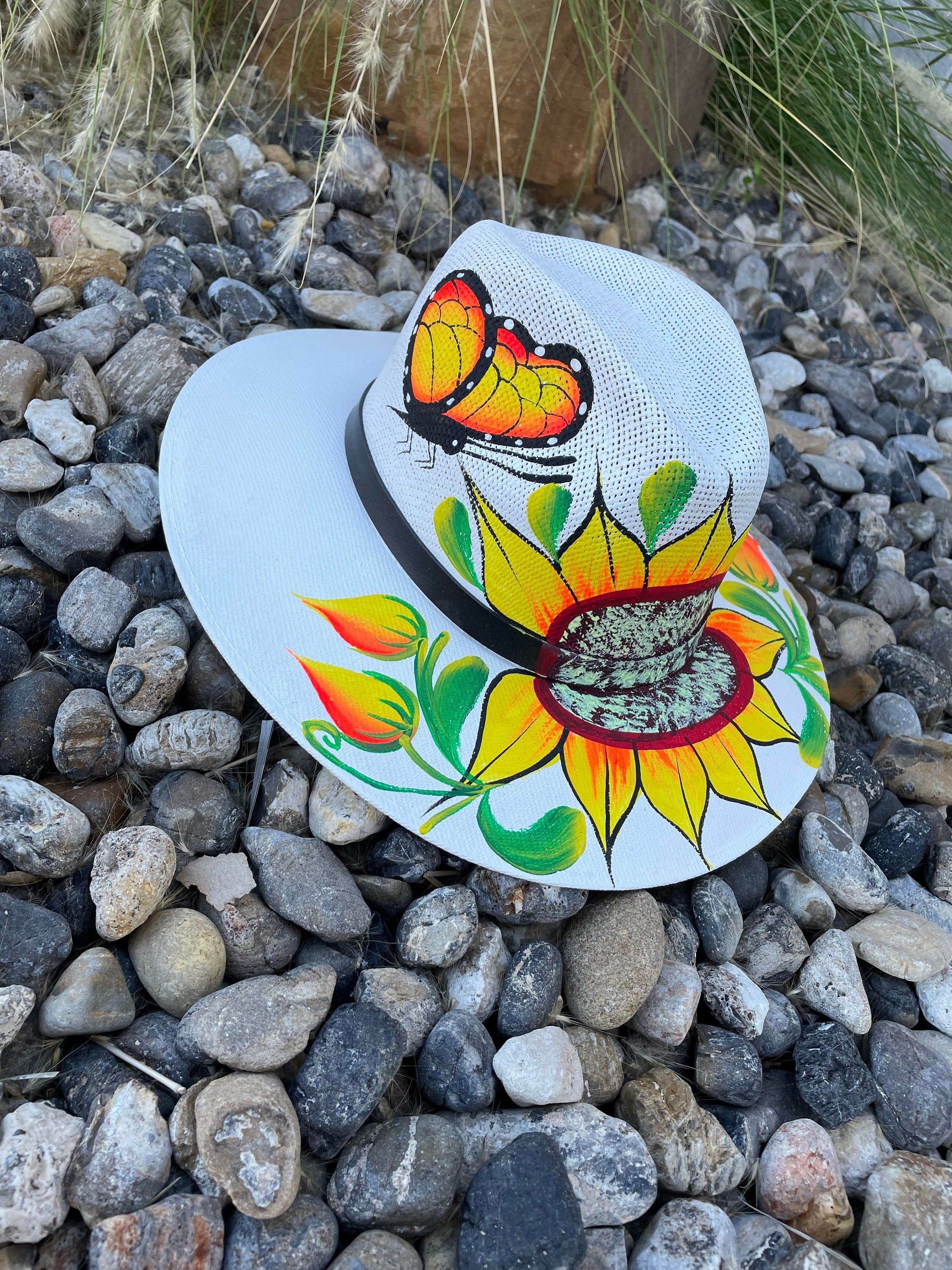 Gorgeous Large Hand Painted Mexican Straw Hat - Artisanal Hat - Western Hat