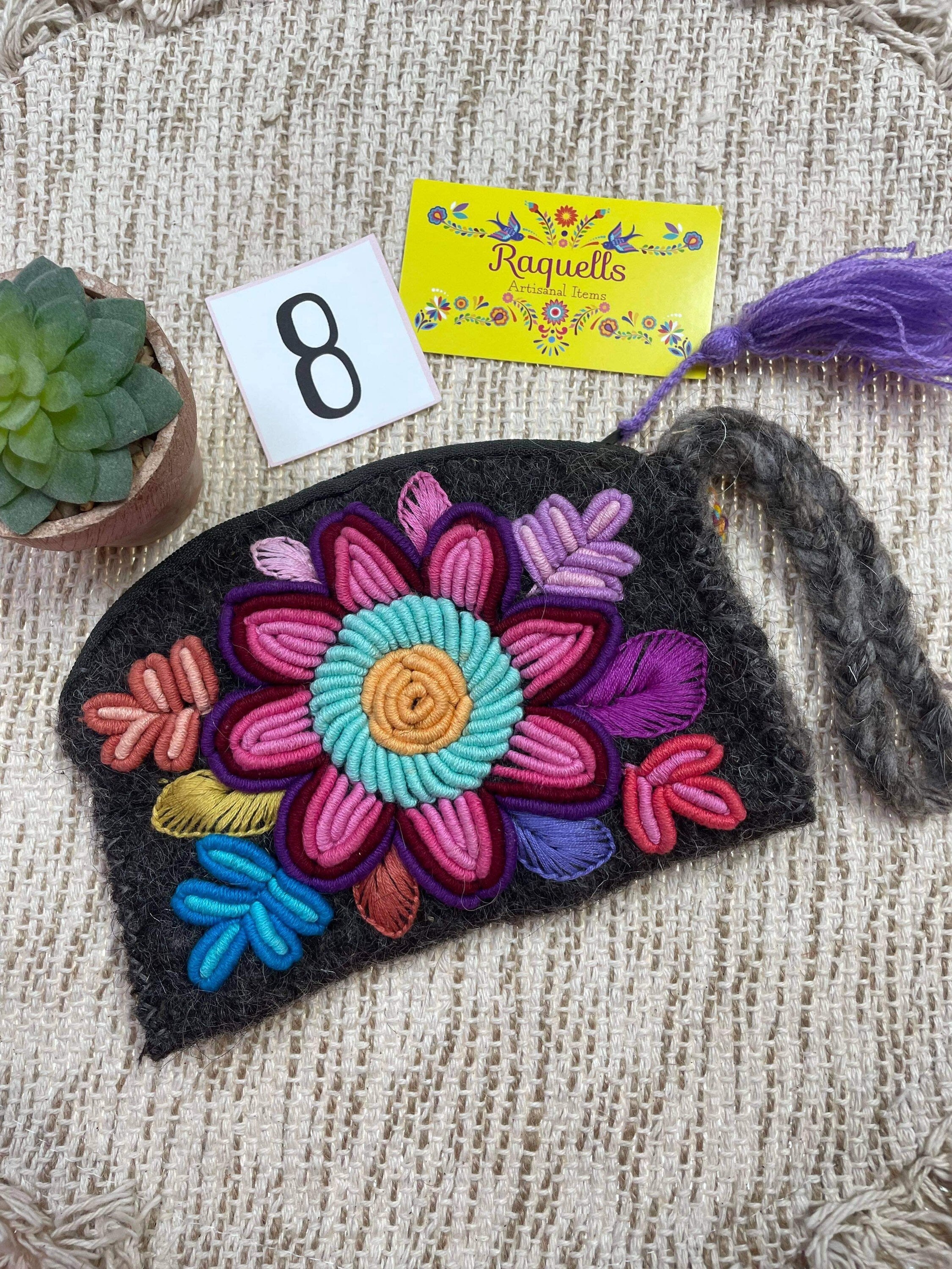 Handmade Mexican Wool Wristlet - Toiletry Bag - Handmade Wallet