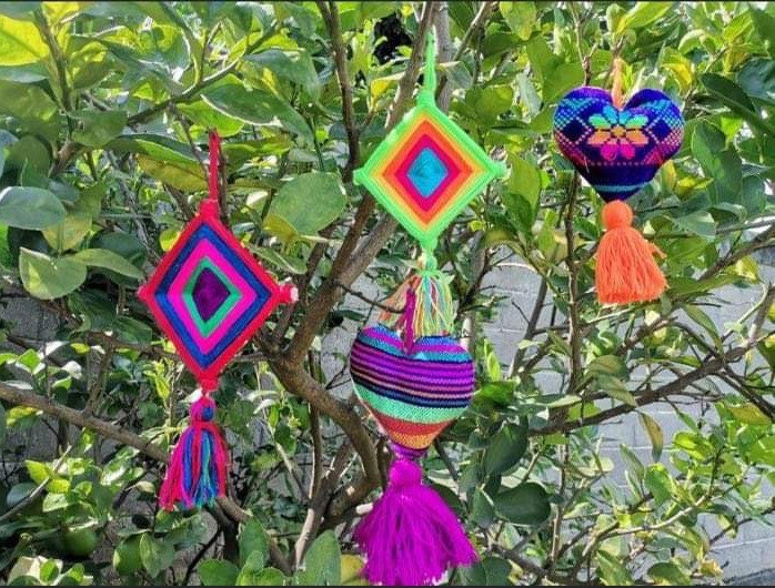 Image of Beautiful Mexican Home Decor - Kite with Tassels - Handmade Artisanal Kite