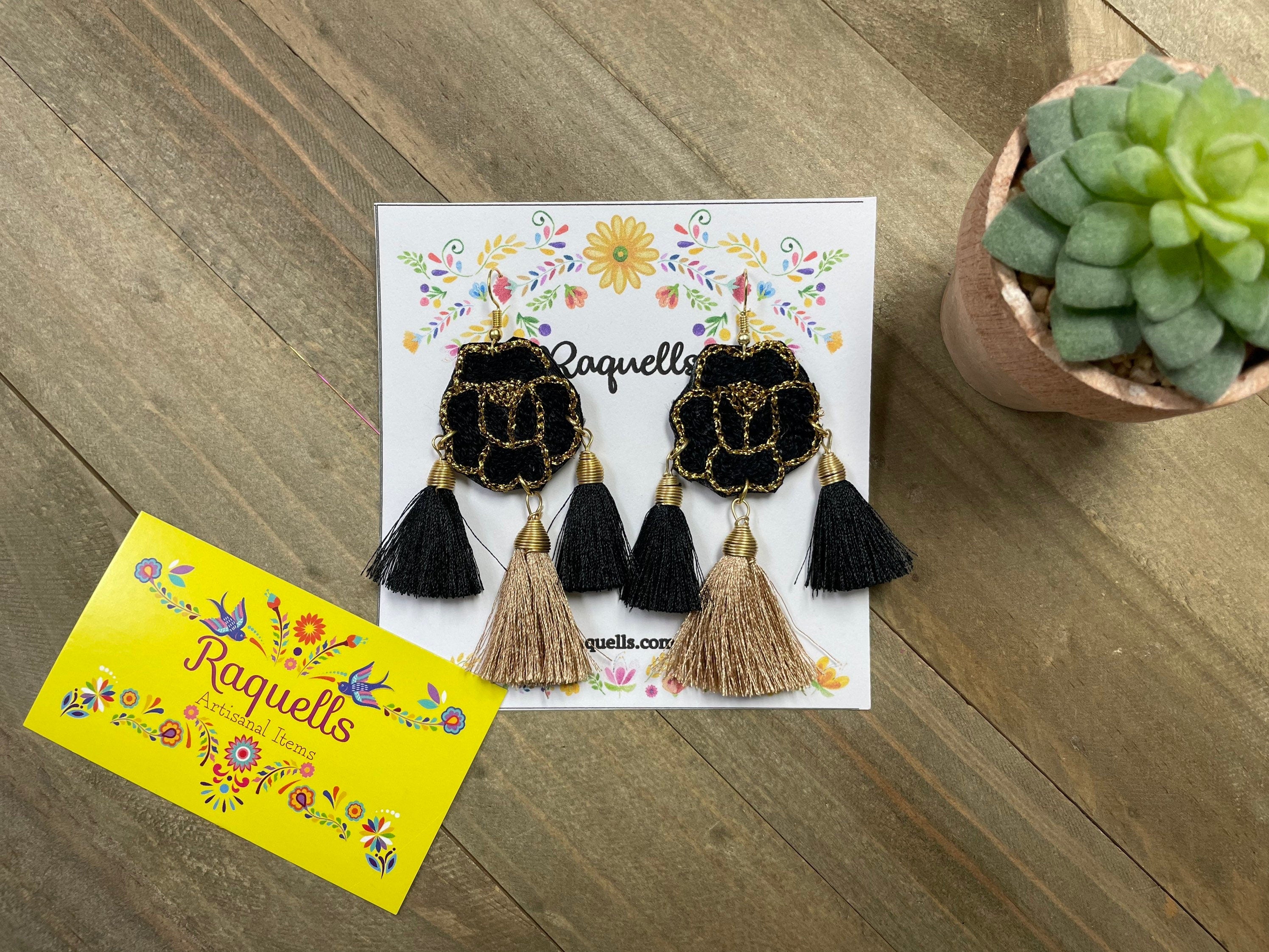 Image of Beautiful Handmade Earrings - Artisan Made Earrings - Floral Artisanal Earrings