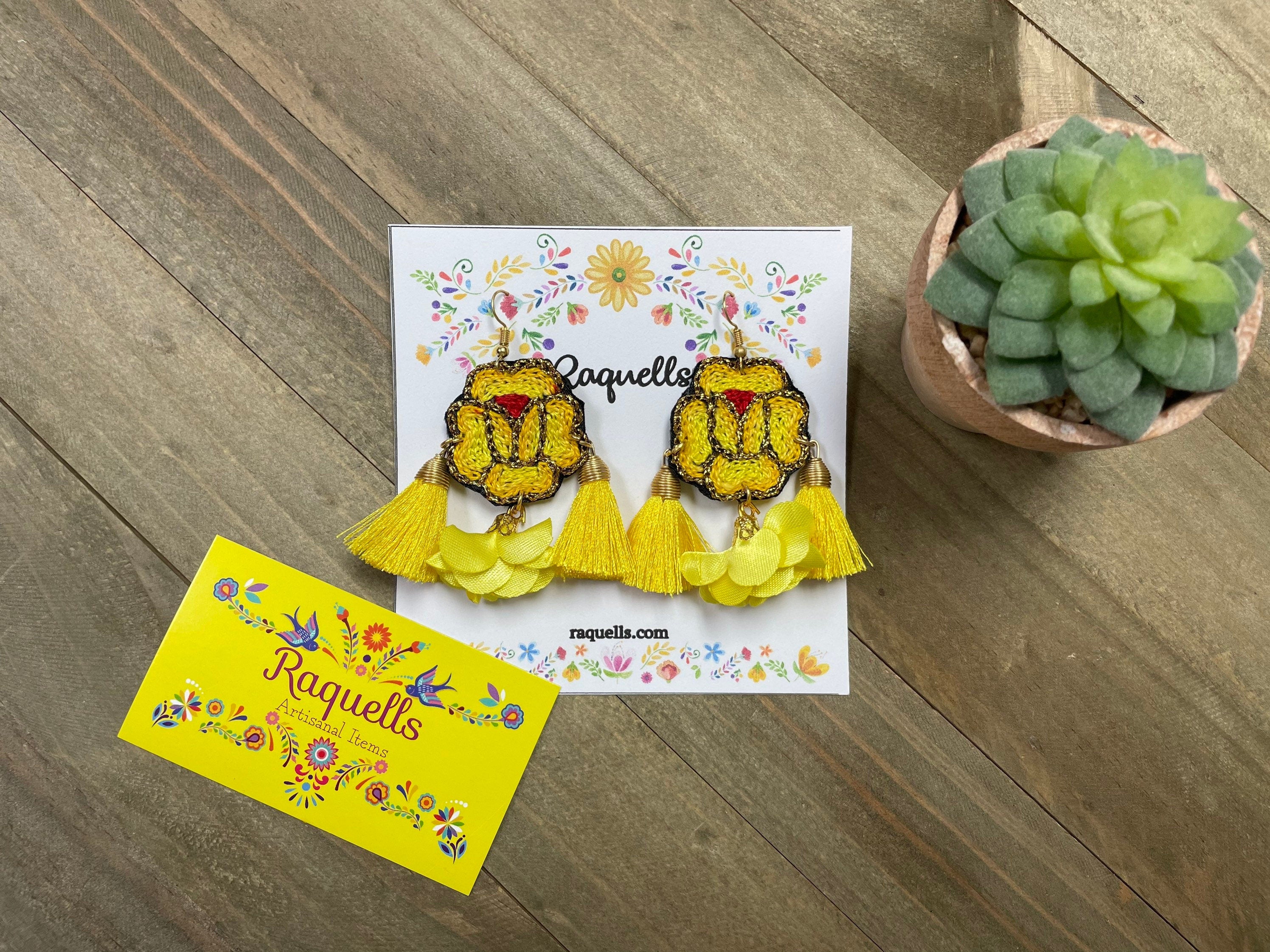 Image of Beautiful Handmade Earrings - Artisan Made Earrings - Floral Artisanal Earrings