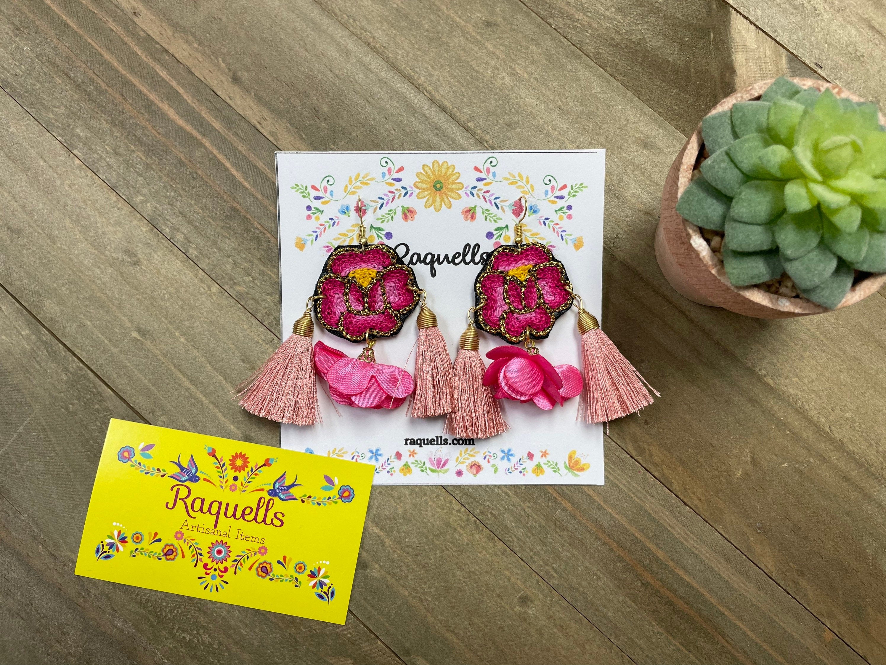 Image of Beautiful Handmade Earrings - Artisan Made Earrings - Floral Artisanal Earrings