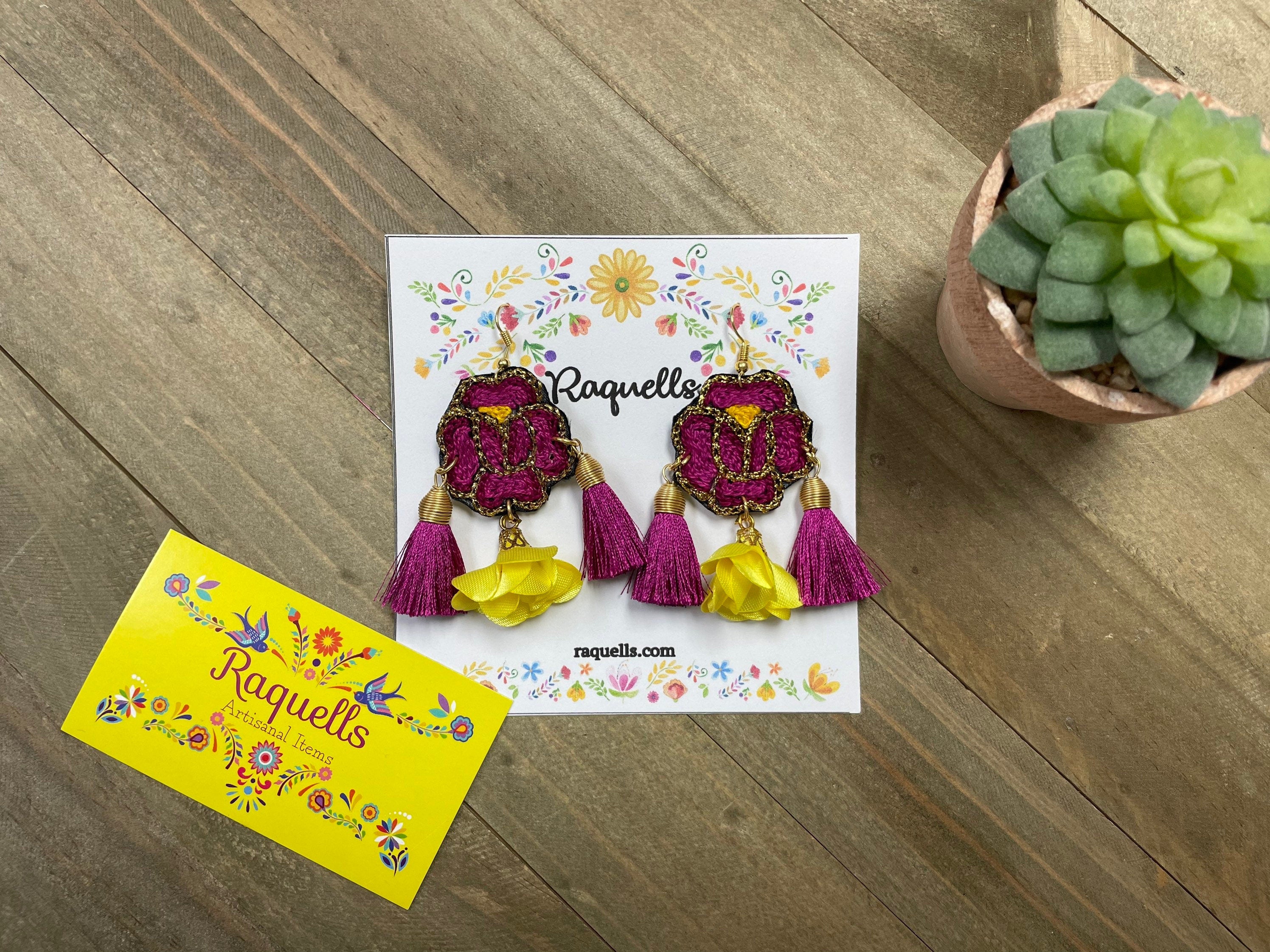 Image of Beautiful Handmade Earrings - Artisan Made Earrings - Floral Artisanal Earrings