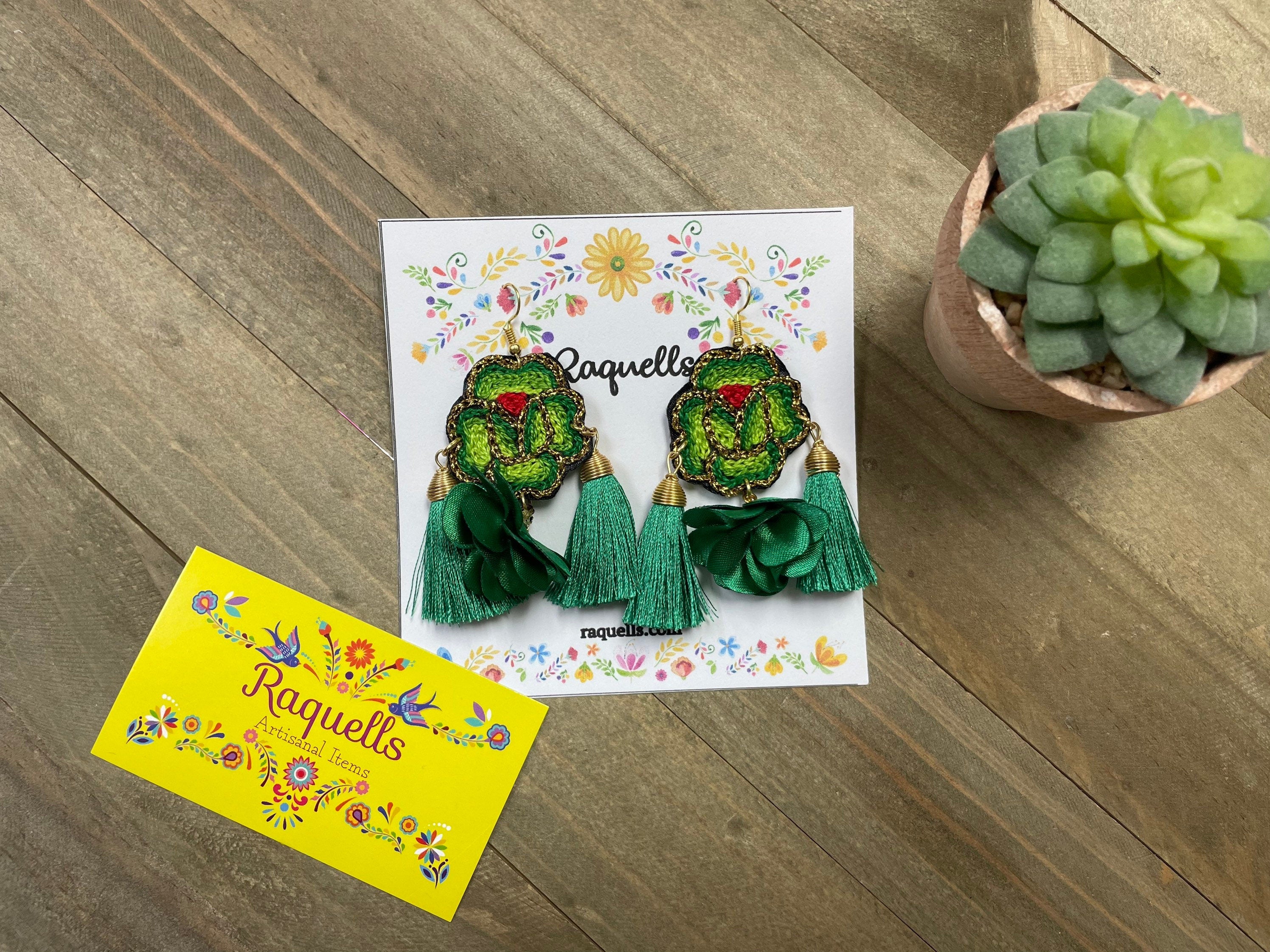 Image of Beautiful Handmade Earrings - Artisan Made Earrings - Floral Artisanal Earrings