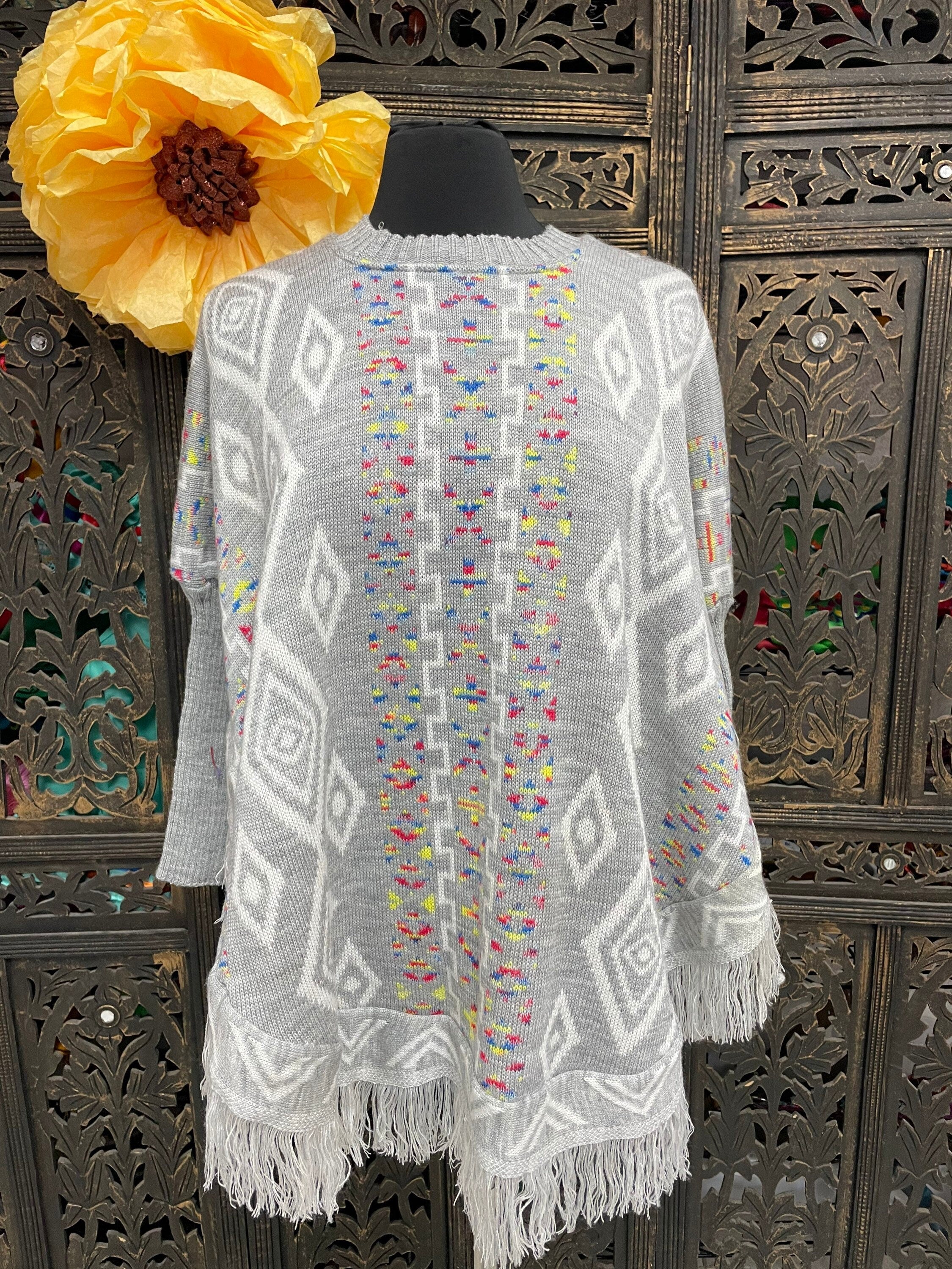 Image of Artisanal Handmade Long Sleeve Mananitas - Mexican Ponchos - Handmade Covering