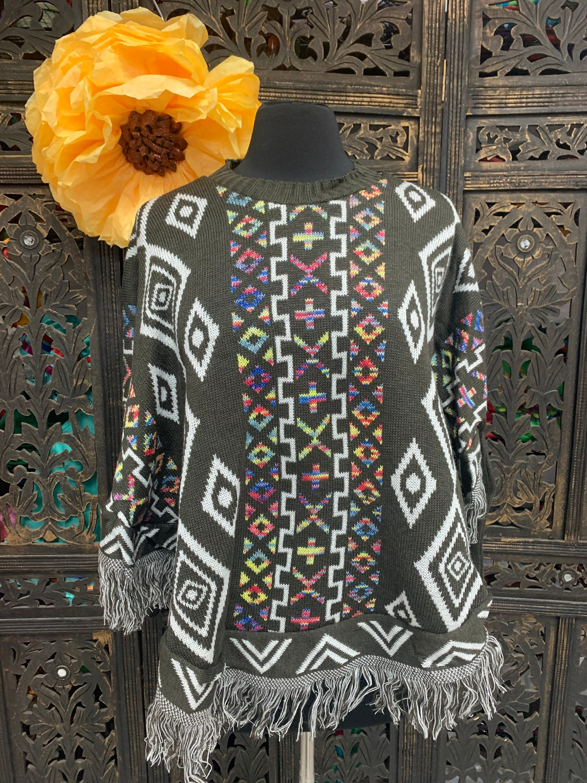 Image of Artisanal Handmade Long Sleeve Mananitas - Mexican Ponchos - Handmade Covering