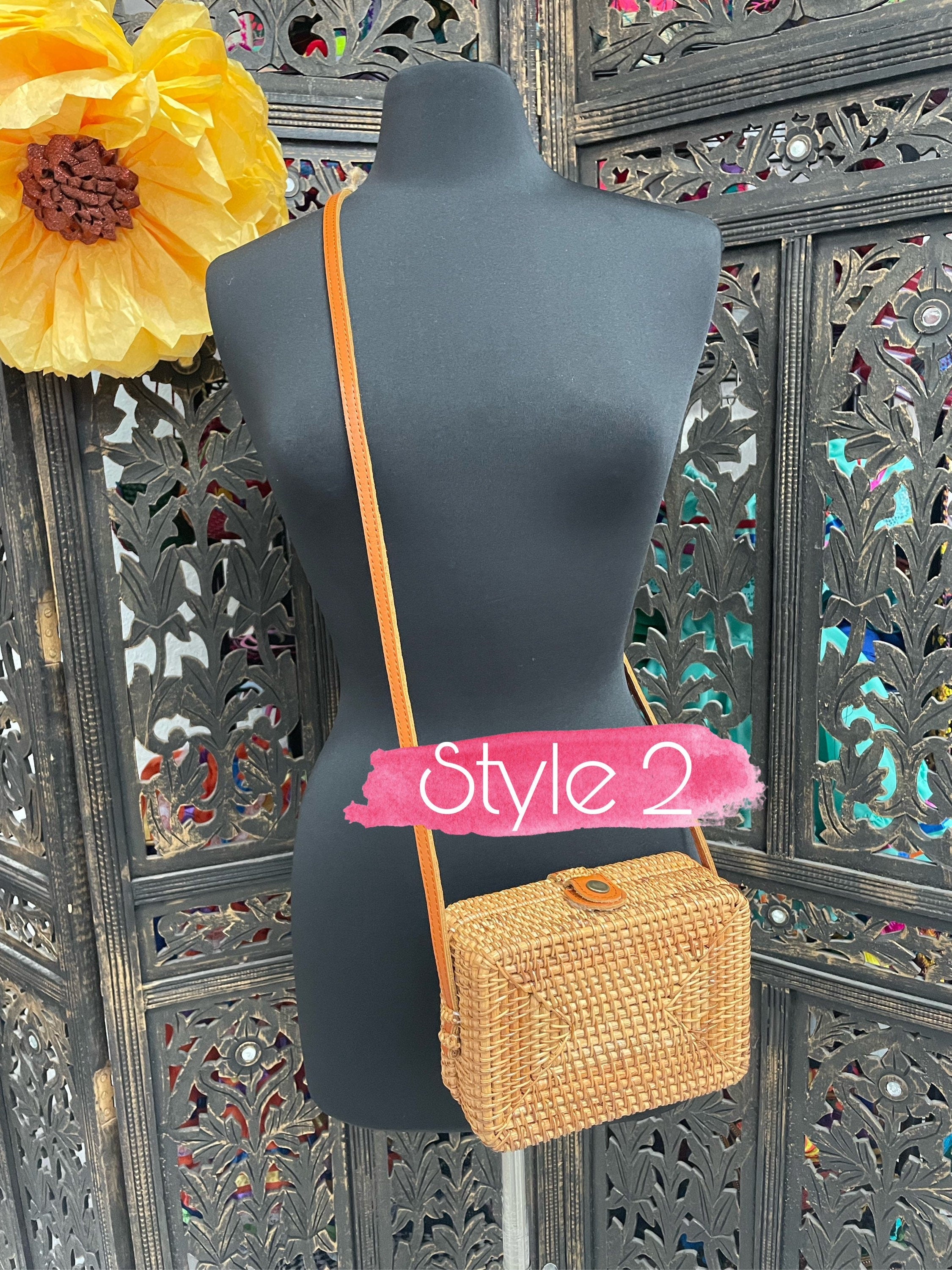 Handwoven Wicker Round Crossbody - Round Straw Purse