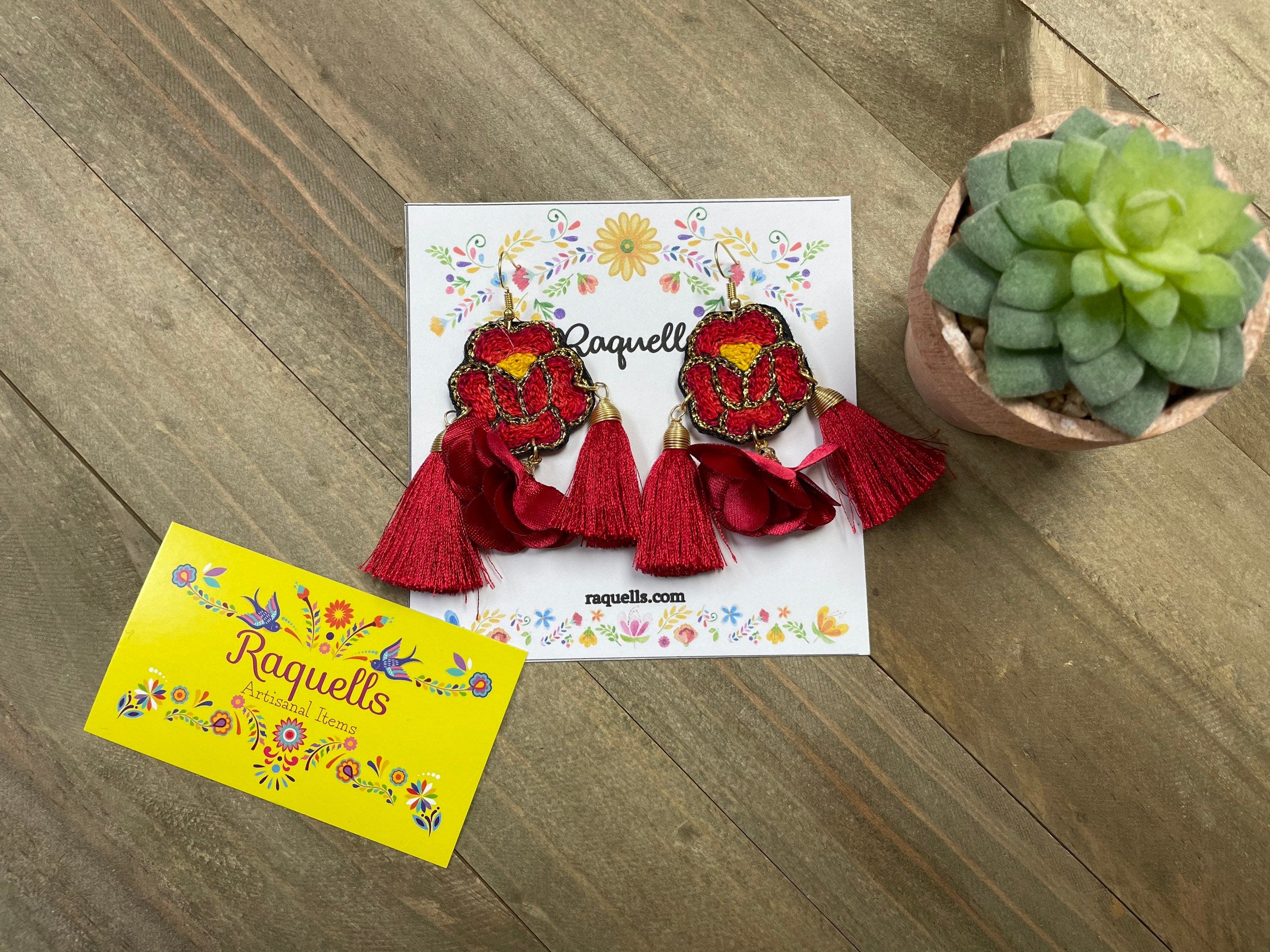 Image of Beautiful Handmade Earrings - Artisan Made Earrings - Floral Artisanal Earrings