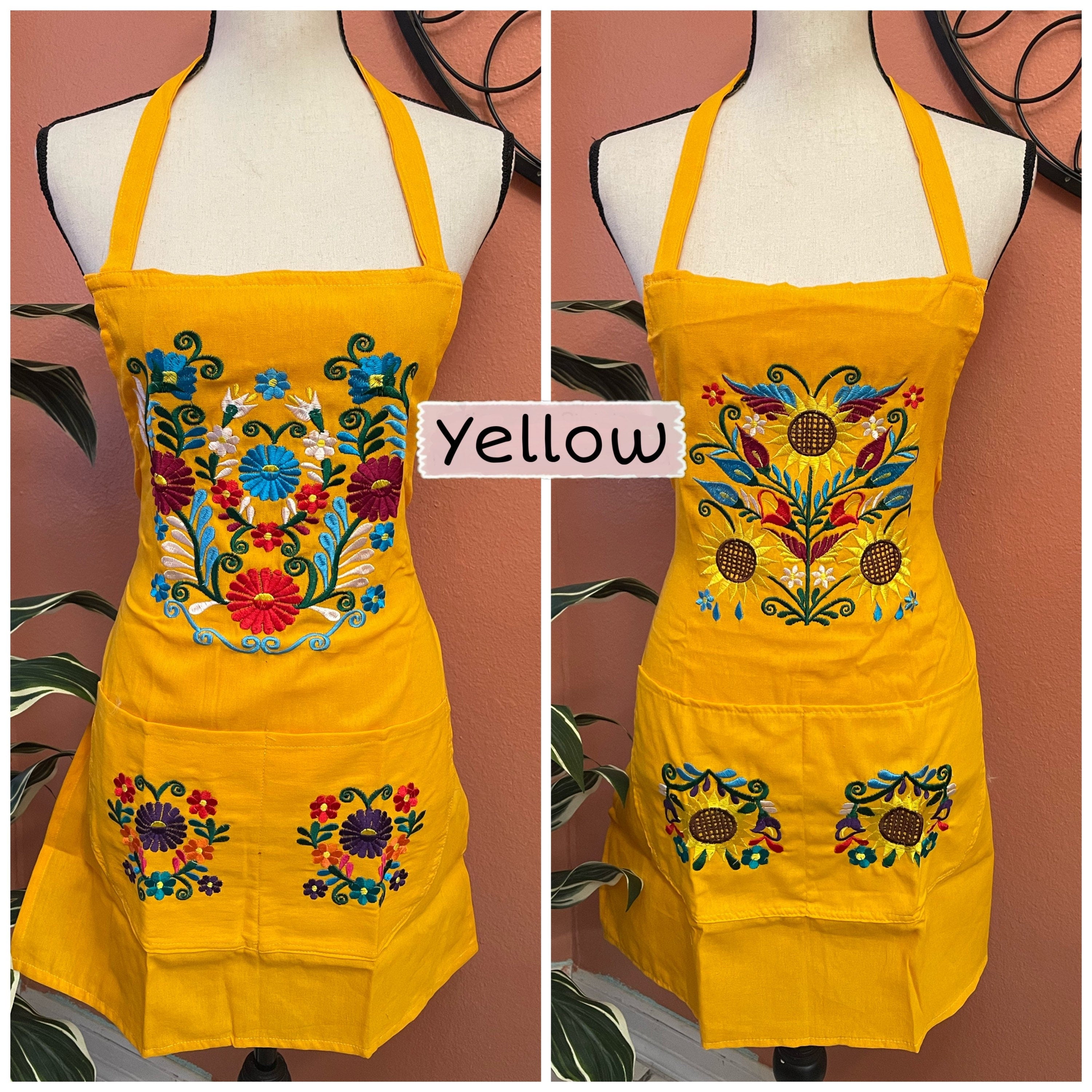 Stunning Handcrafted Floral Design Embroidered Cooking Apron | Unique Kitchen Accessories