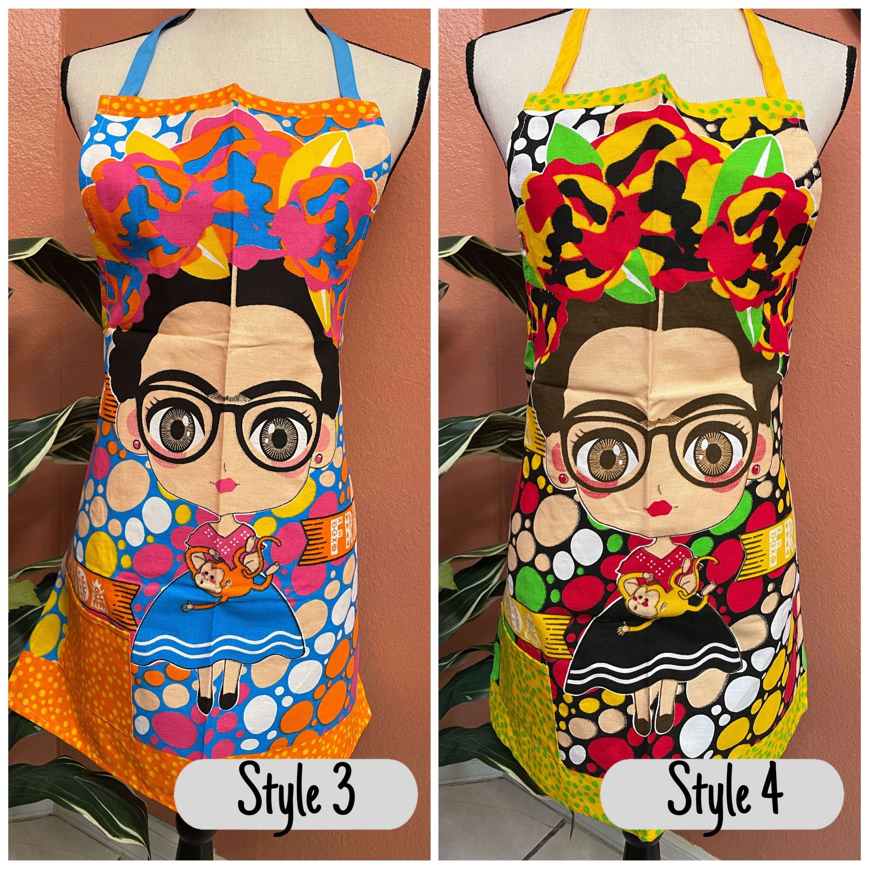 Image of Beautiful Frida Print Aprons - Artisanal Aprons