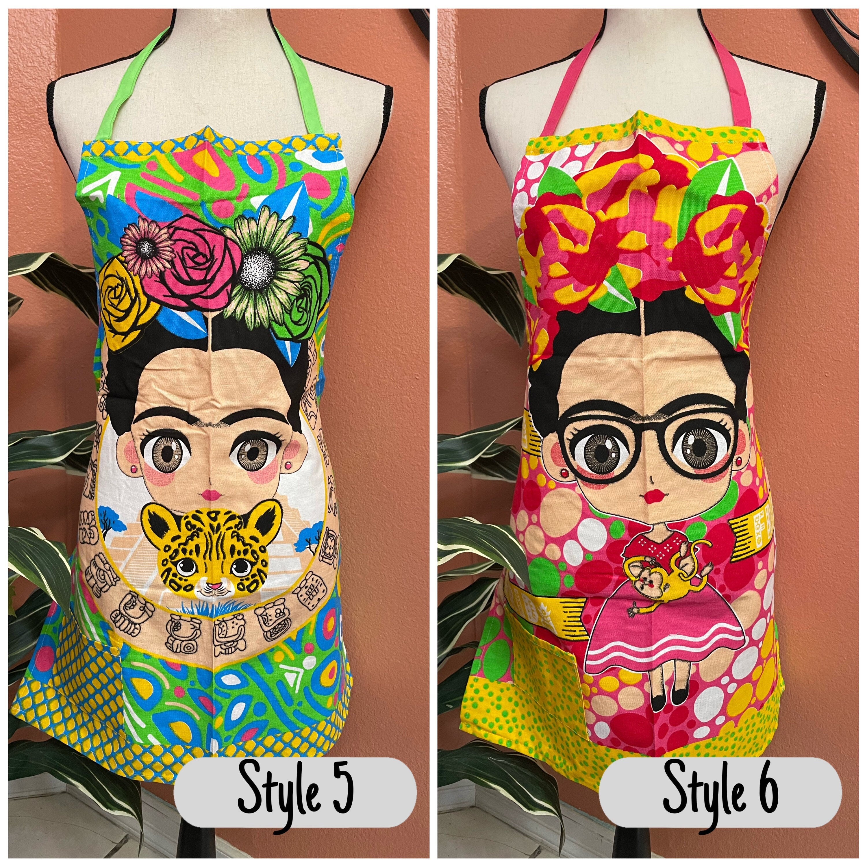 Image of Beautiful Frida Print Aprons - Artisanal Aprons