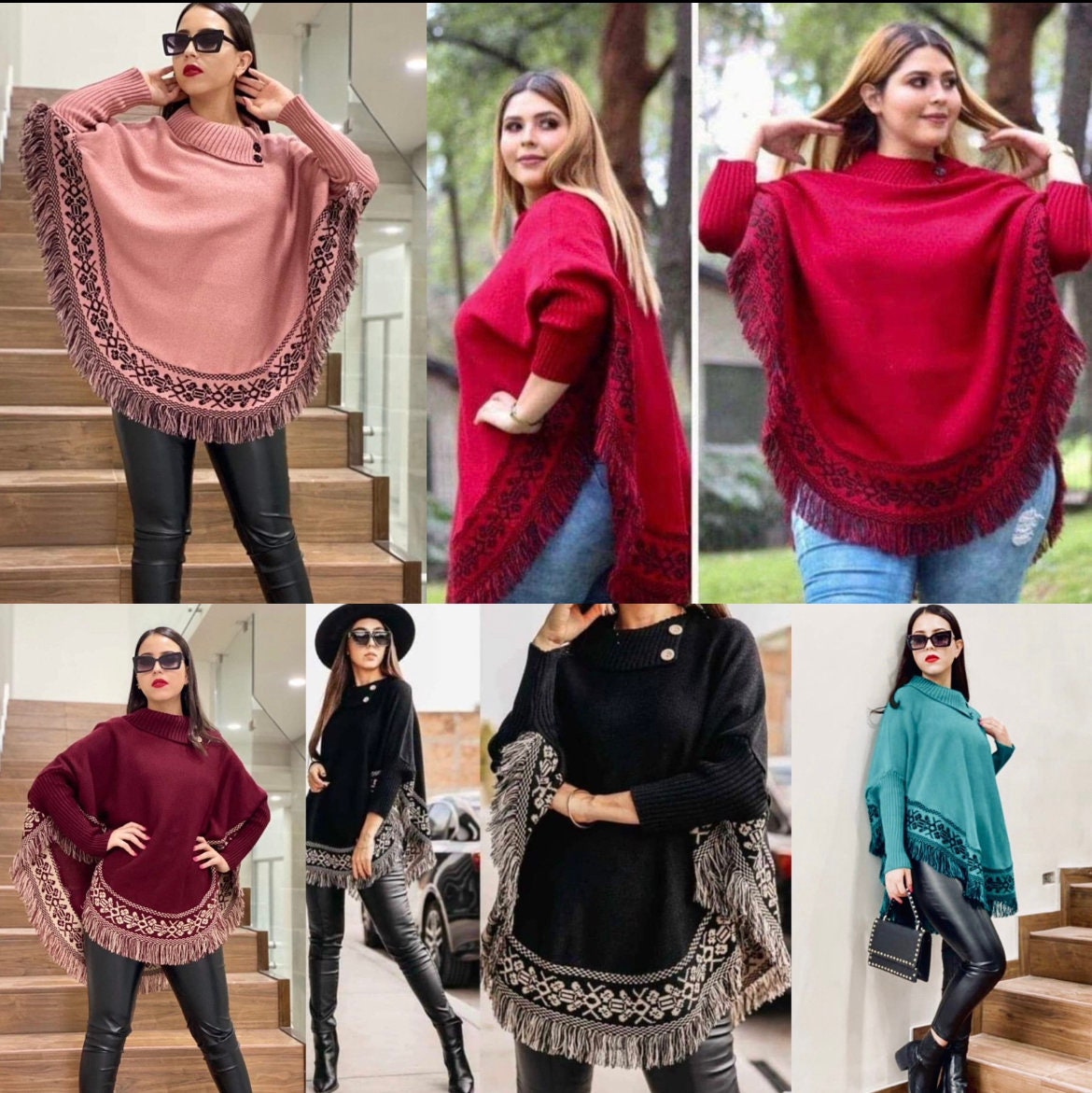 Beautiful & Trendy Artisanal Long Sleeve Mananitas - Mexican Ponchos - Covering