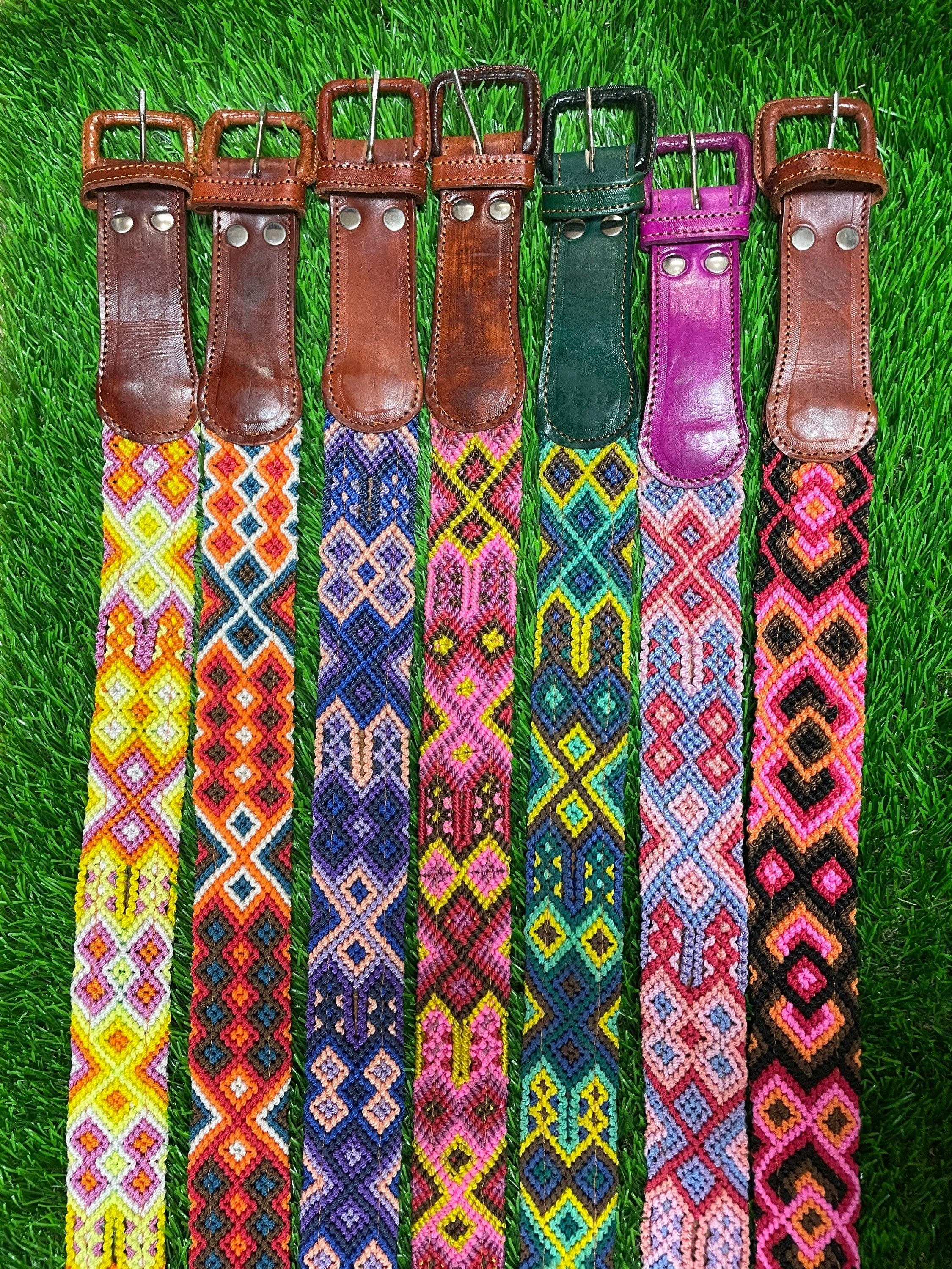 Image of Unique Boho Embroidered Belt - Handmade Embroidered Belts - Boho Artisanal Belts