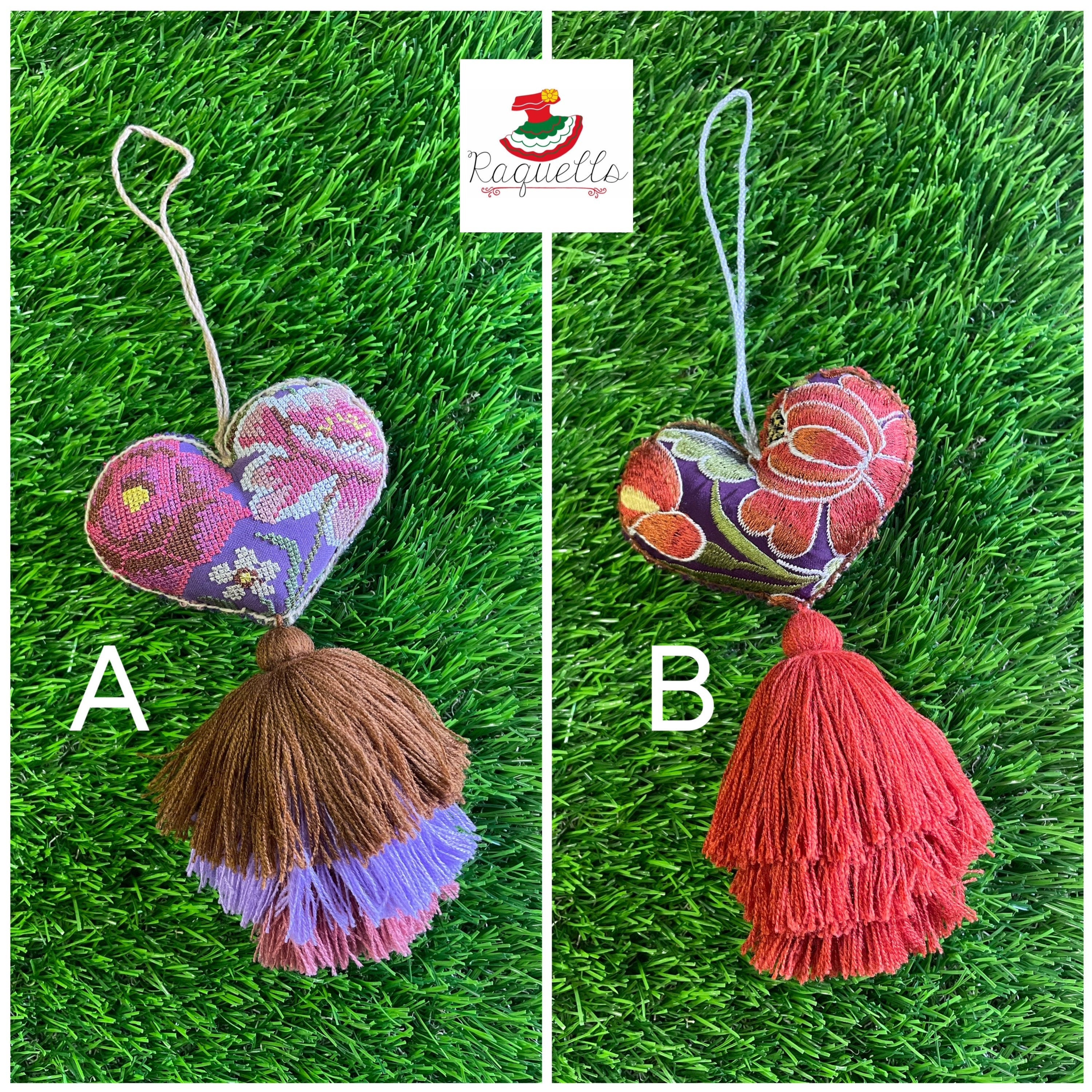 Image of Heart Handmade Tassel PomPom - Artisan Made PomPom - Heart Decor