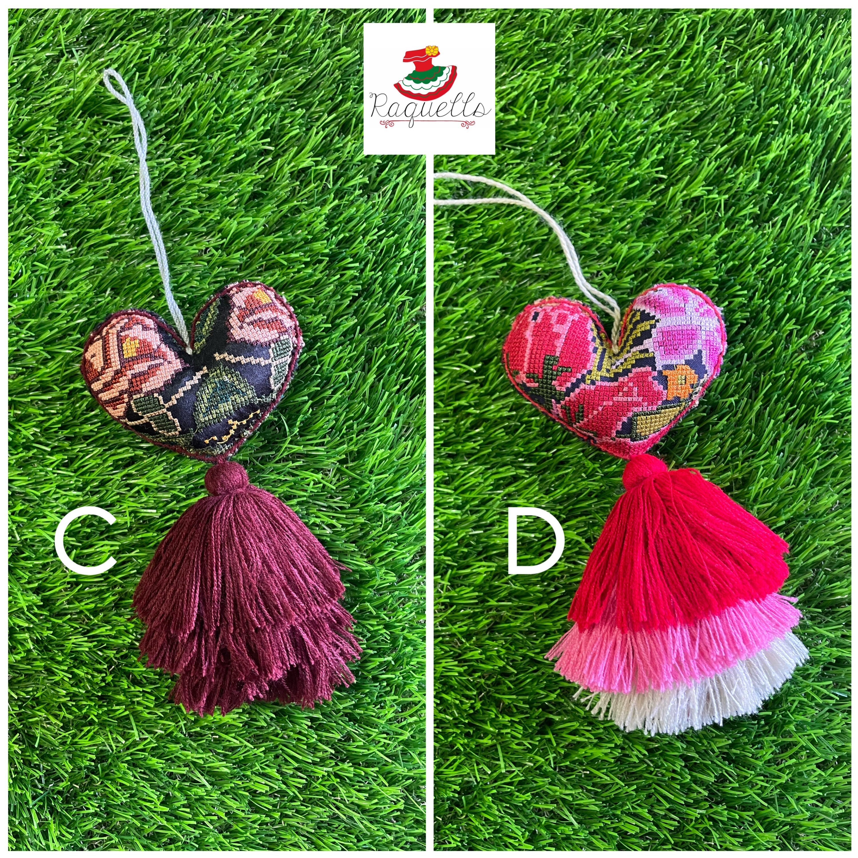 Heart Handmade Tassel PomPom - Artisan Made PomPom - Heart Decor