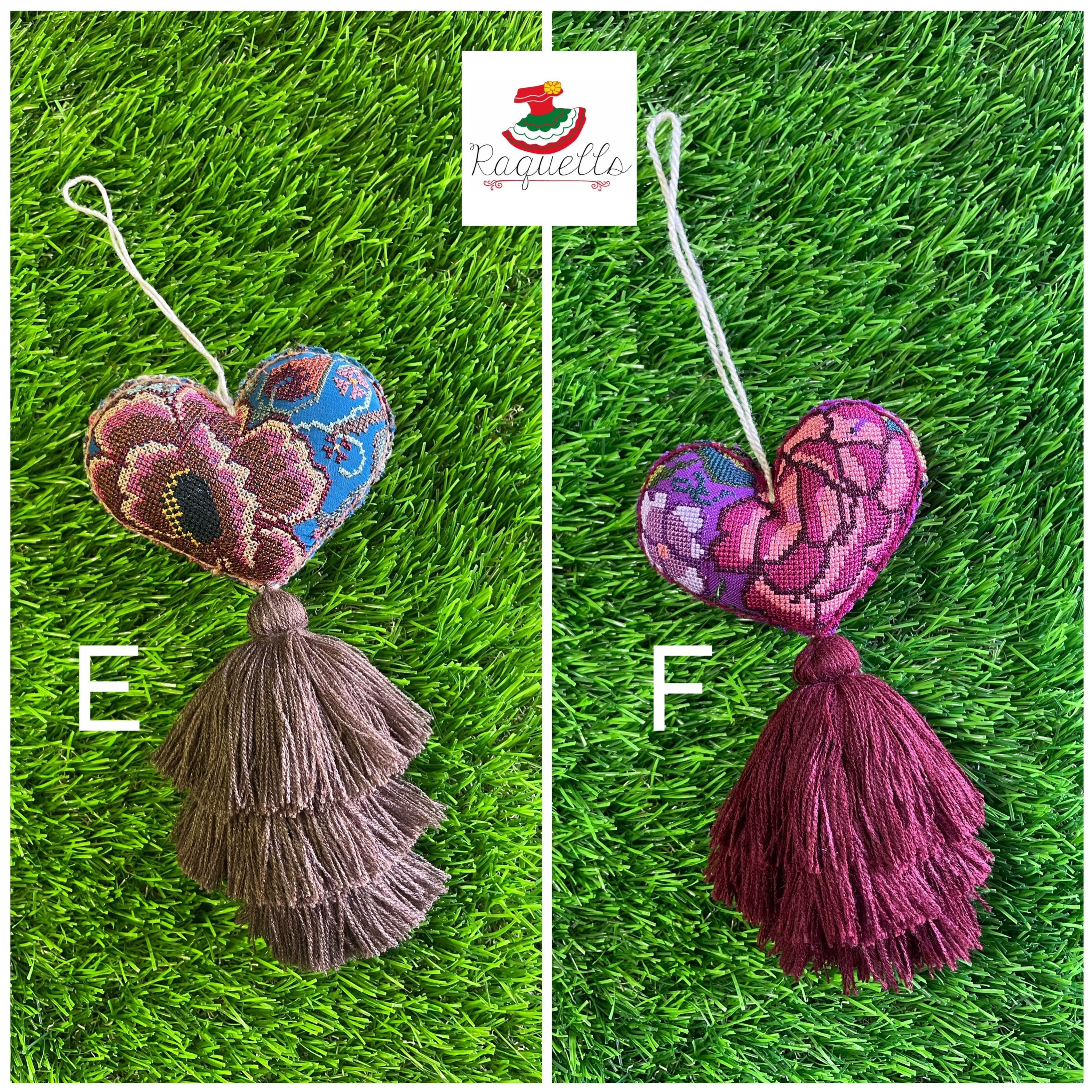 Image of Heart Handmade Tassel PomPom - Artisan Made PomPom - Heart Decor