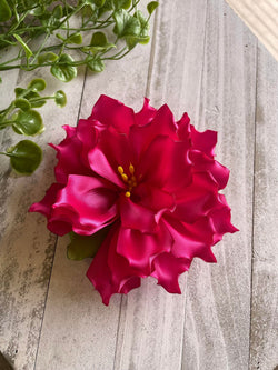 Image of Handmade Beautiful Ribbon Flower - Artisanal Fabric - Artisan Made Flower- Handcrafted Hair Piece