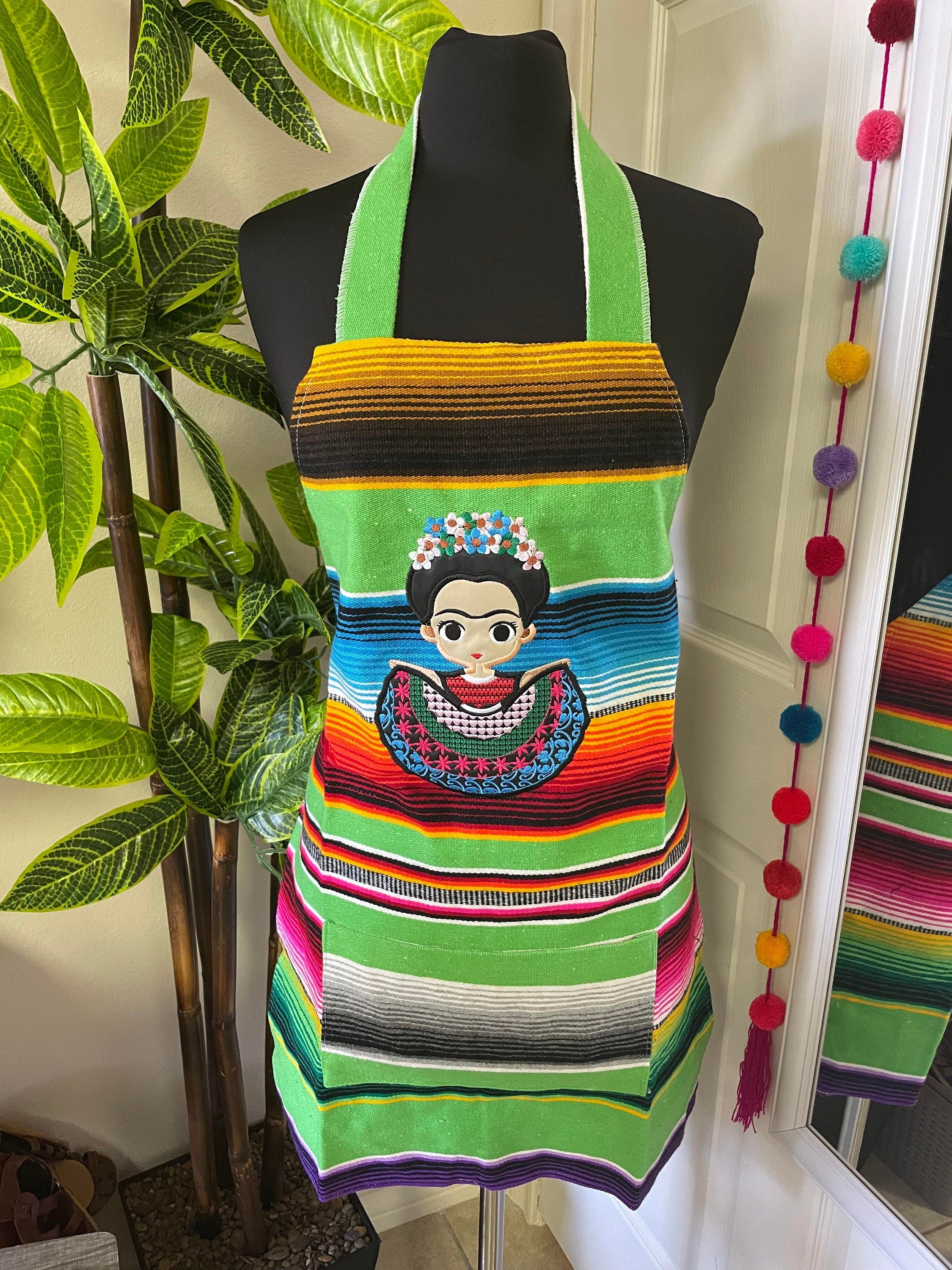 Beautiful Embroidered Zarape Fabric Chore Aprons - Artisanal Aprons