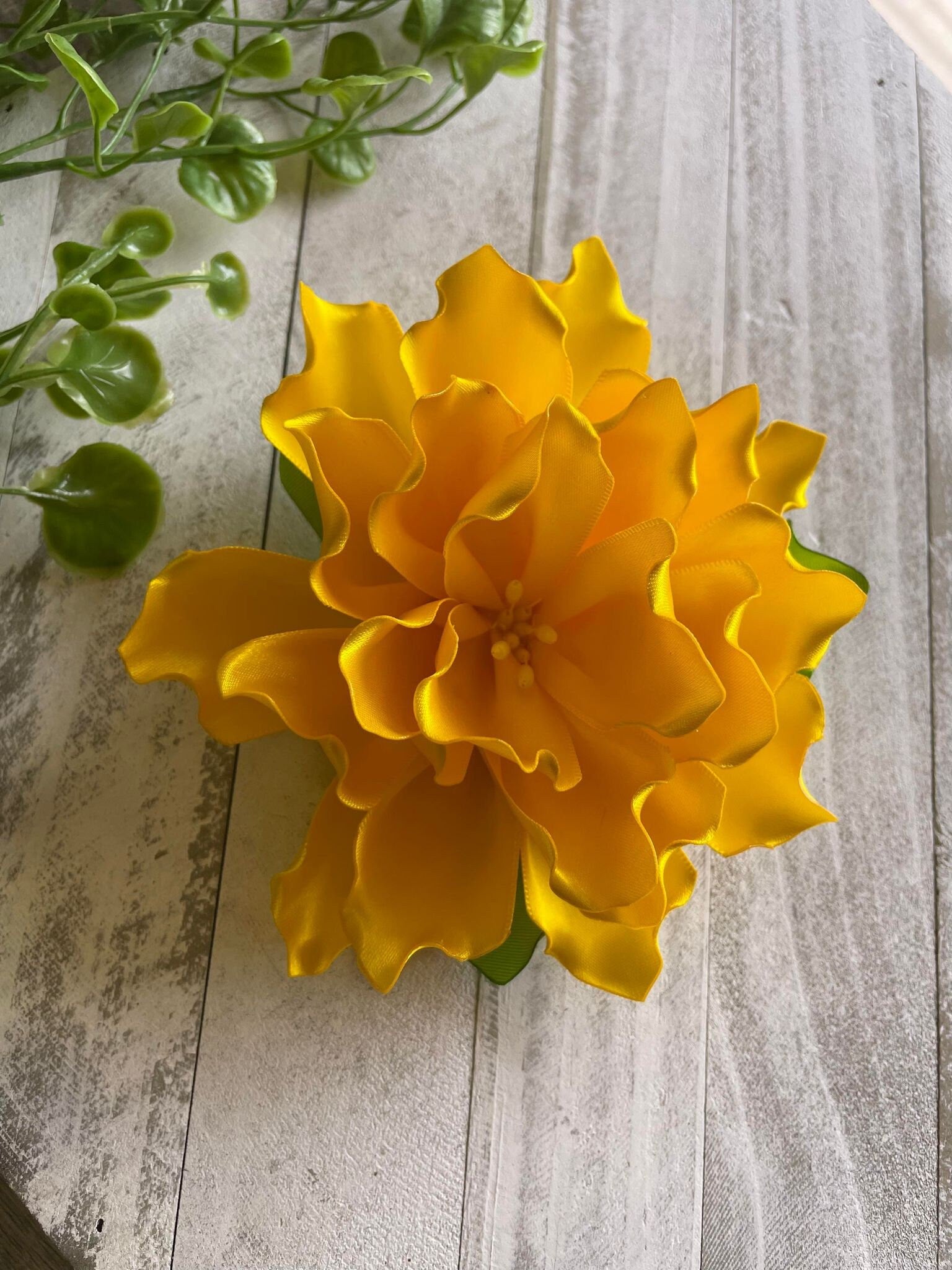 Image of Handmade Beautiful Ribbon Flower - Artisanal Fabric - Artisan Made Flower- Handcrafted Hair Piece