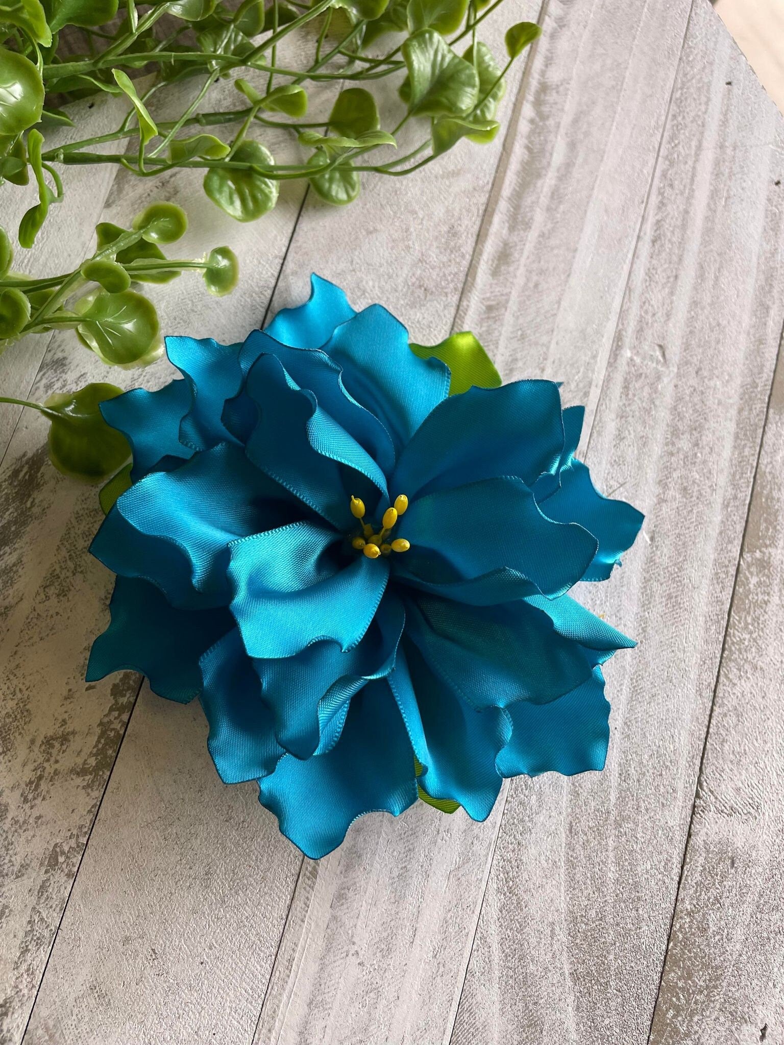 Image of Handmade Beautiful Ribbon Flower - Artisanal Fabric - Artisan Made Flower- Handcrafted Hair Piece