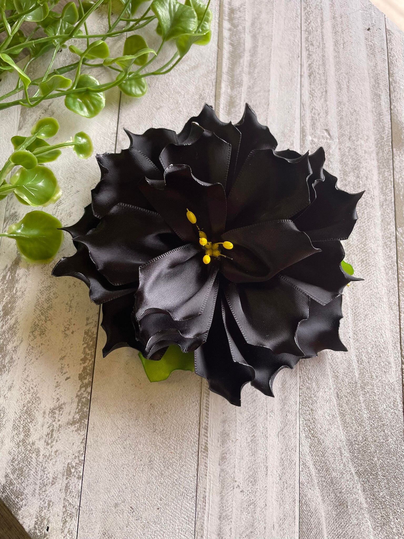 Image of Handmade Beautiful Ribbon Flower - Artisanal Fabric - Artisan Made Flower- Handcrafted Hair Piece