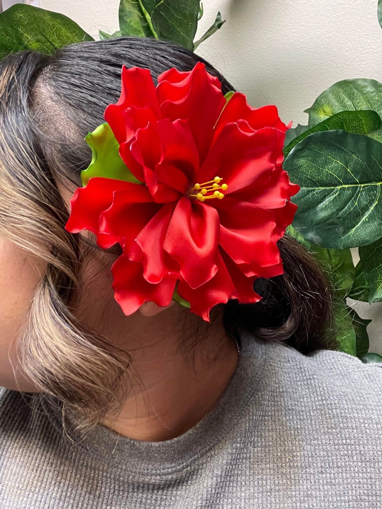 Handmade Beautiful Ribbon Flower - Artisanal Fabric - Artisan Made Flower- Handcrafted Hair Piece