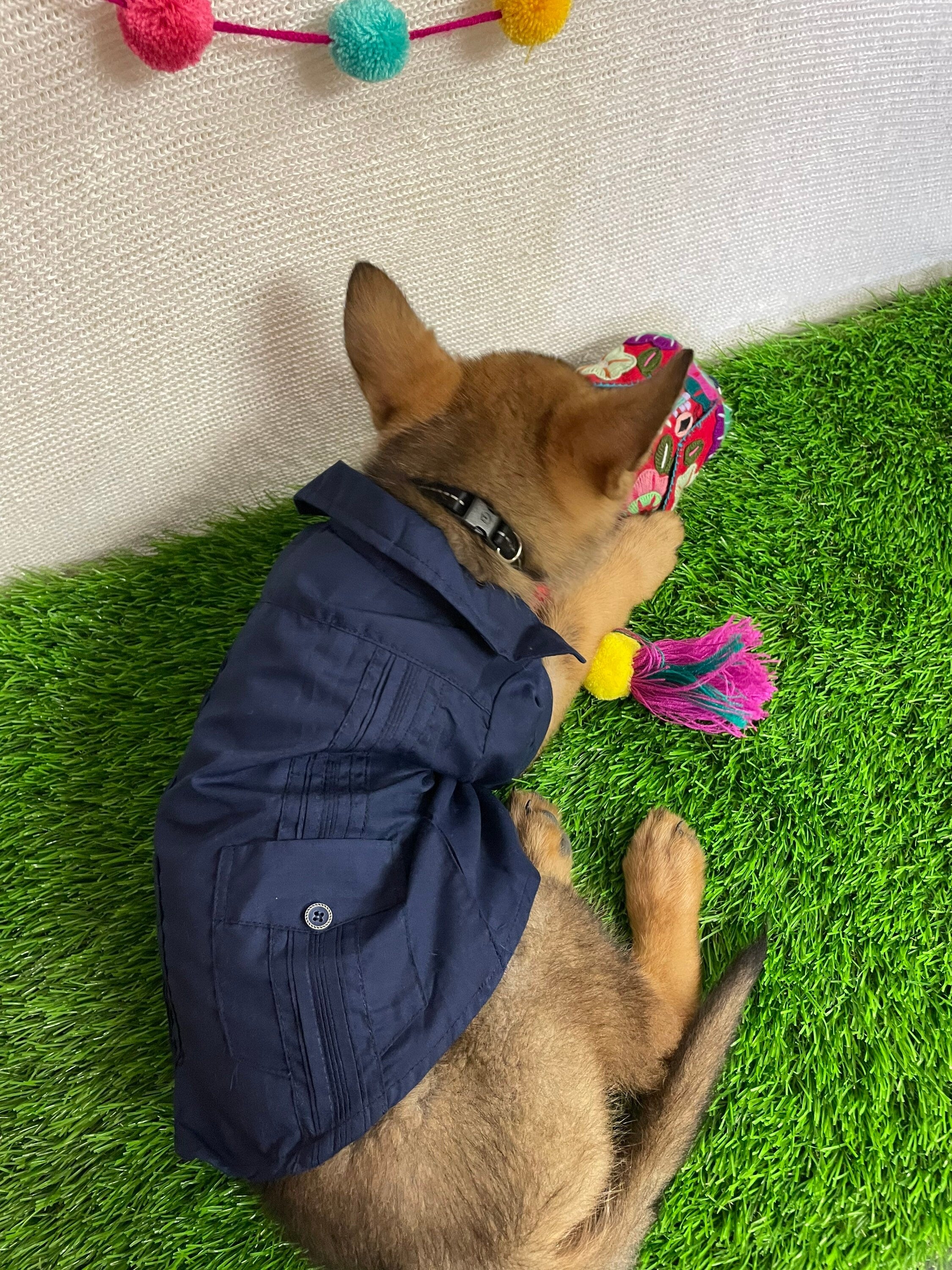 Dogs Solid Embroidered Guayaberas - Handmade Dog Clothing