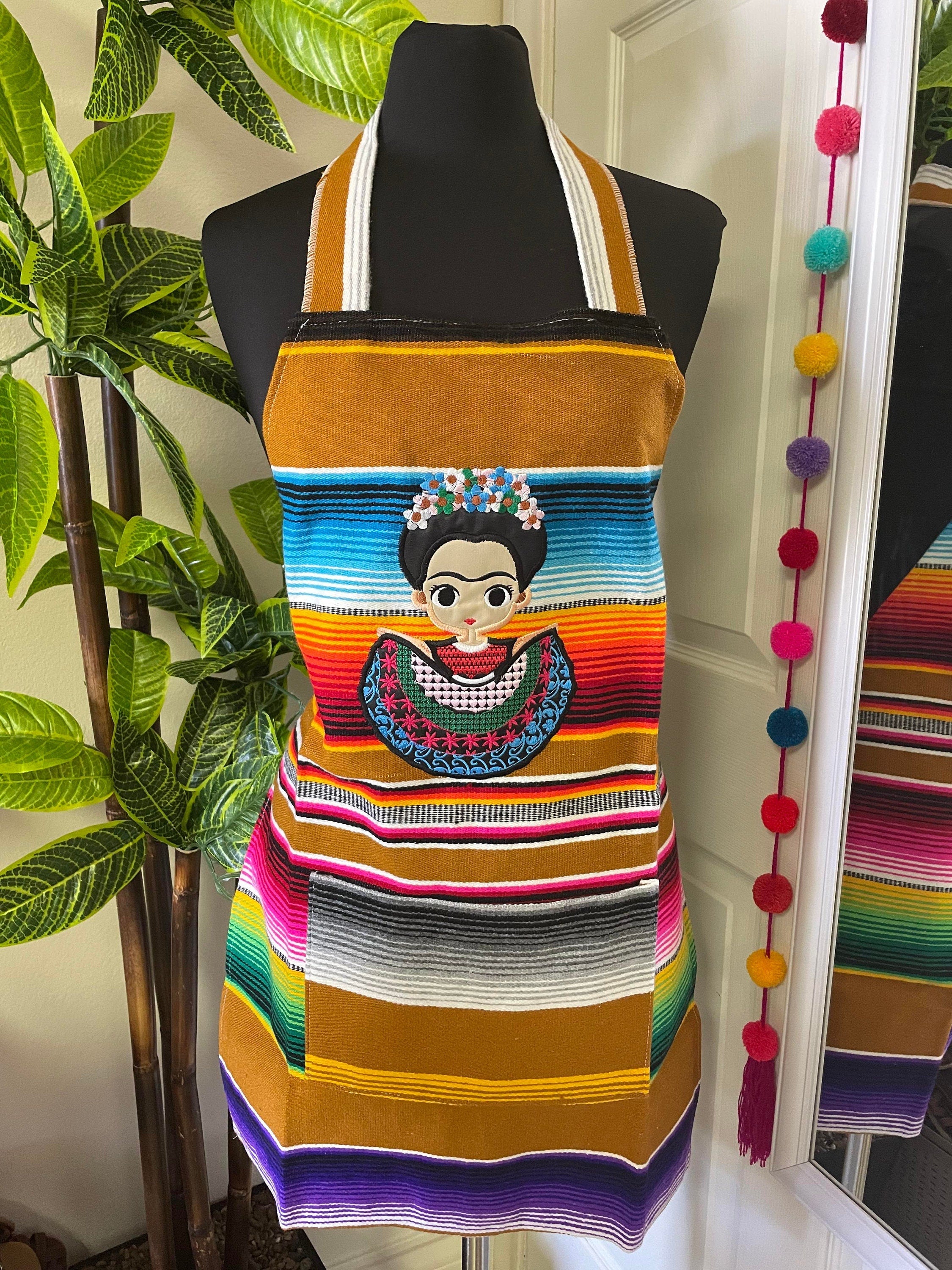 Beautiful Embroidered Zarape Fabric Chore Aprons - Artisanal Aprons