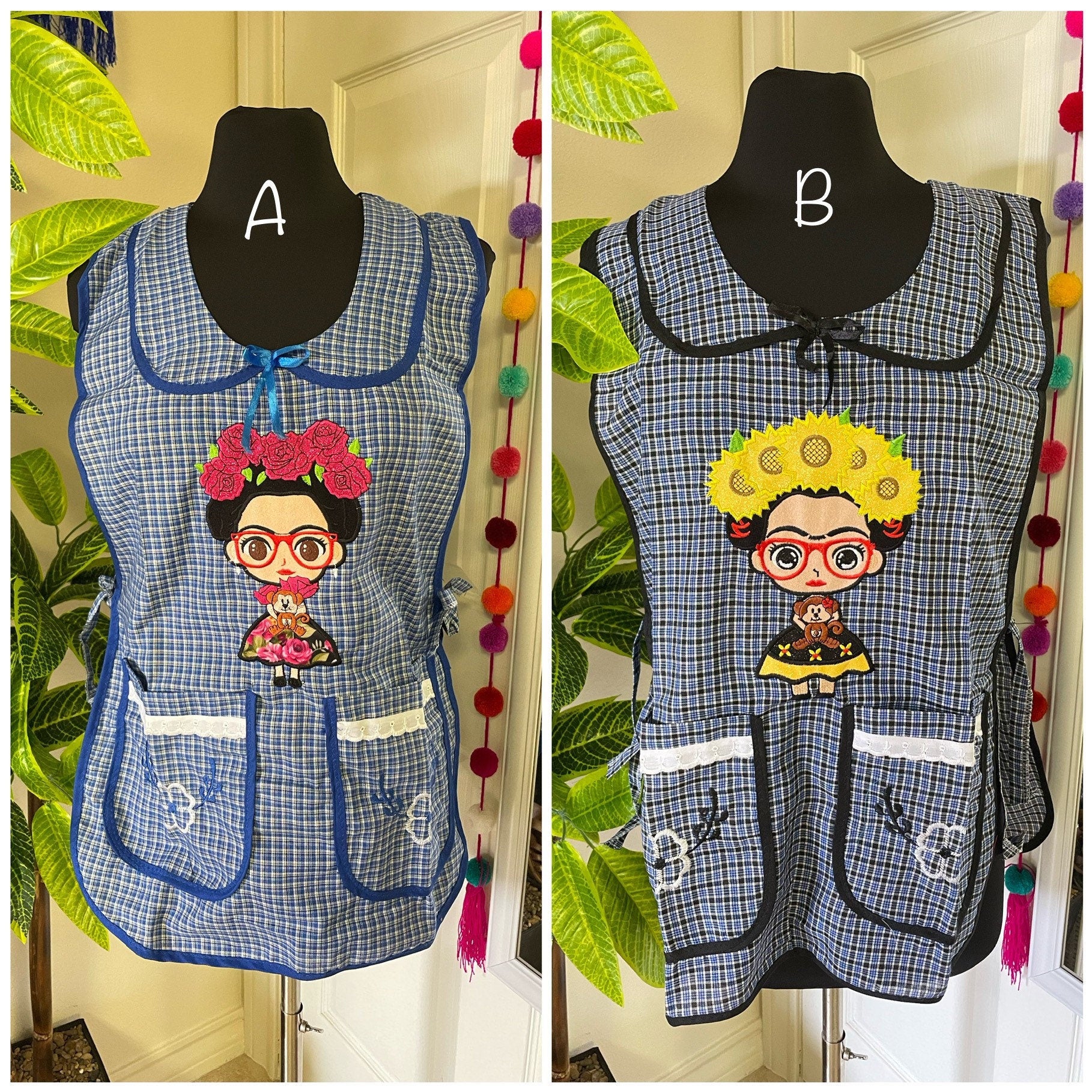 Image of Beautiful Embroidered Chore Aprons - Artisanal Aprons