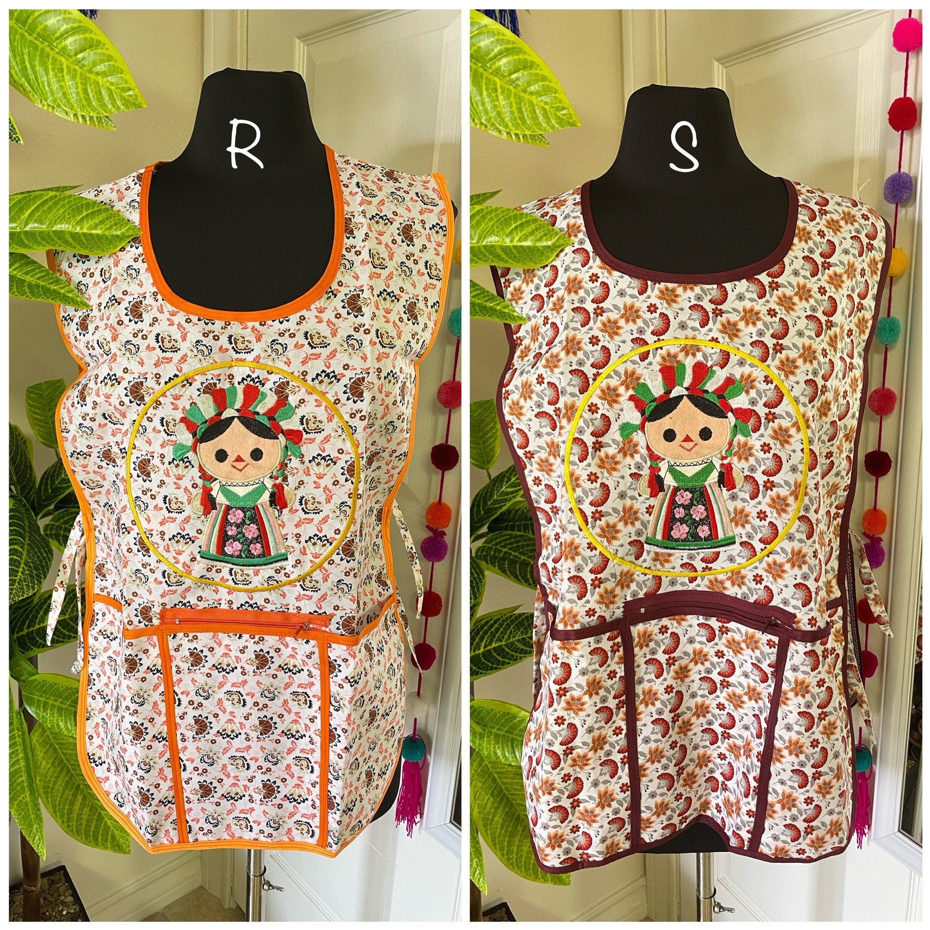 Image of Beautiful Embroidered Chore Aprons - Artisanal Aprons