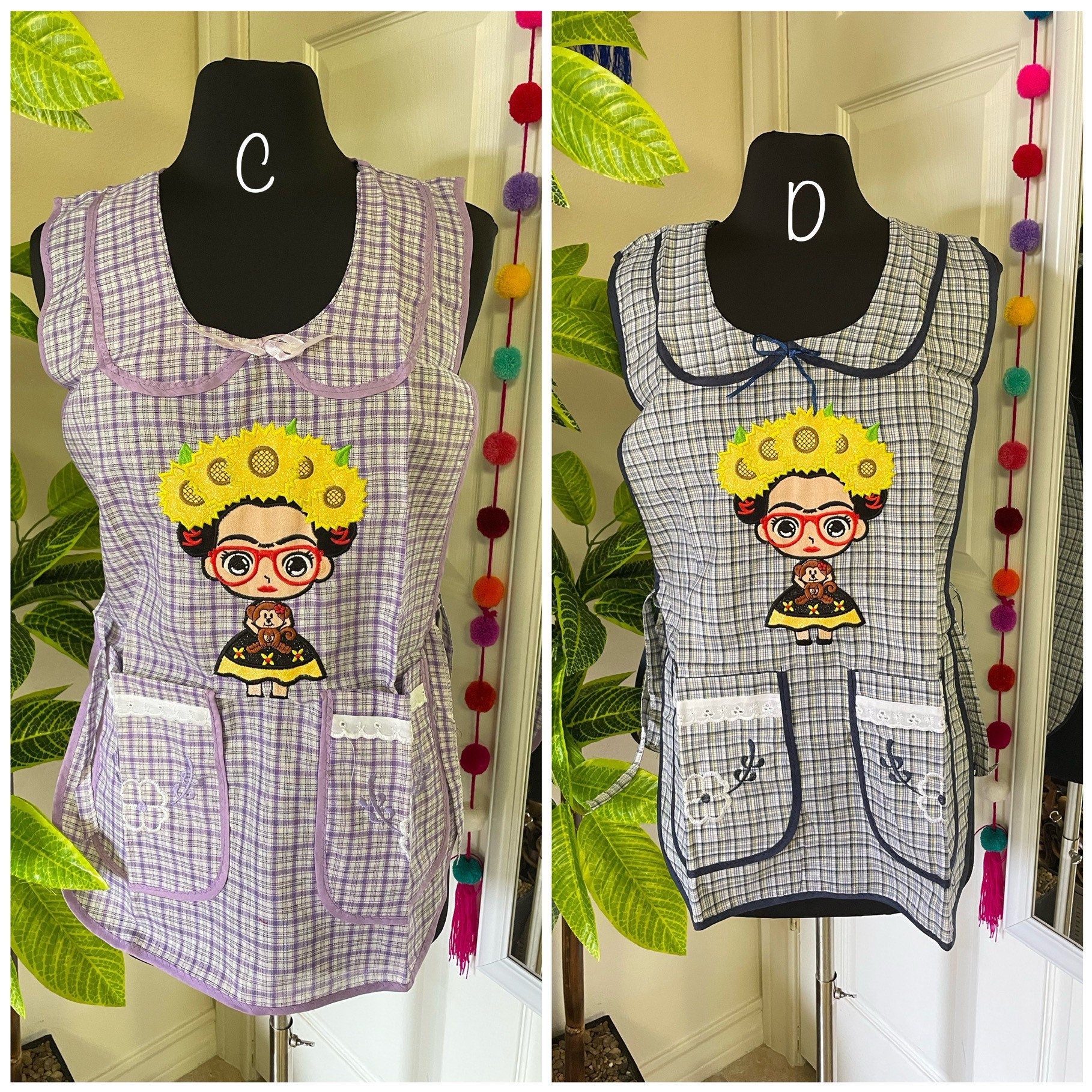 Image of Beautiful Embroidered Chore Aprons - Artisanal Aprons