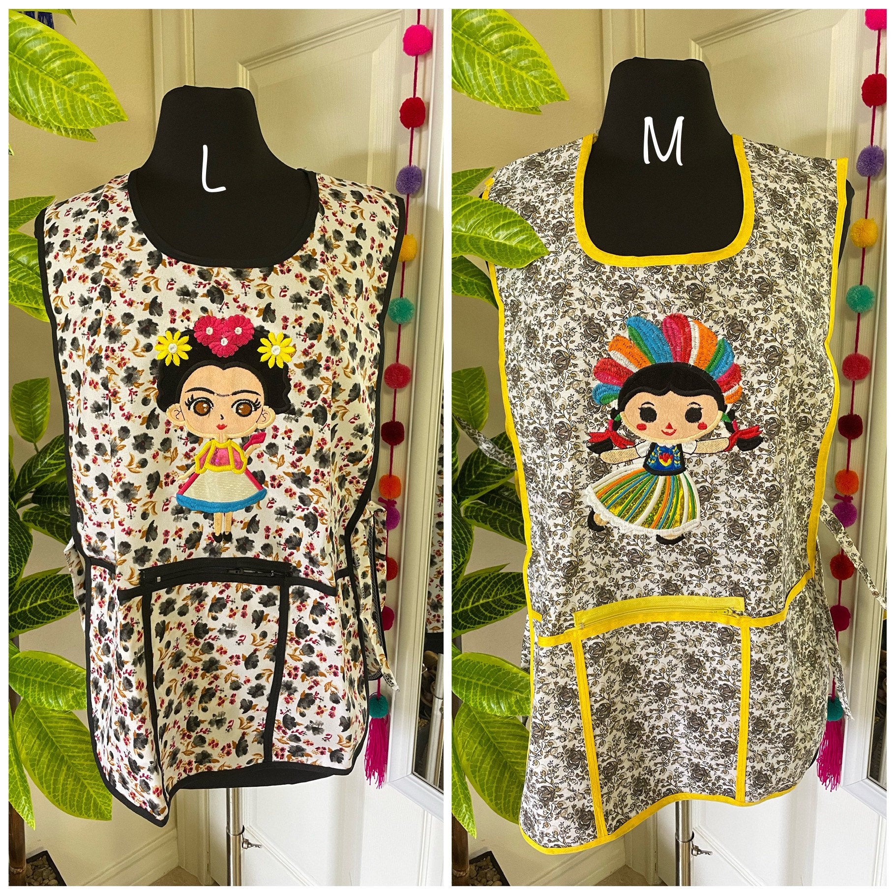 Image of Beautiful Embroidered Chore Aprons - Artisanal Aprons