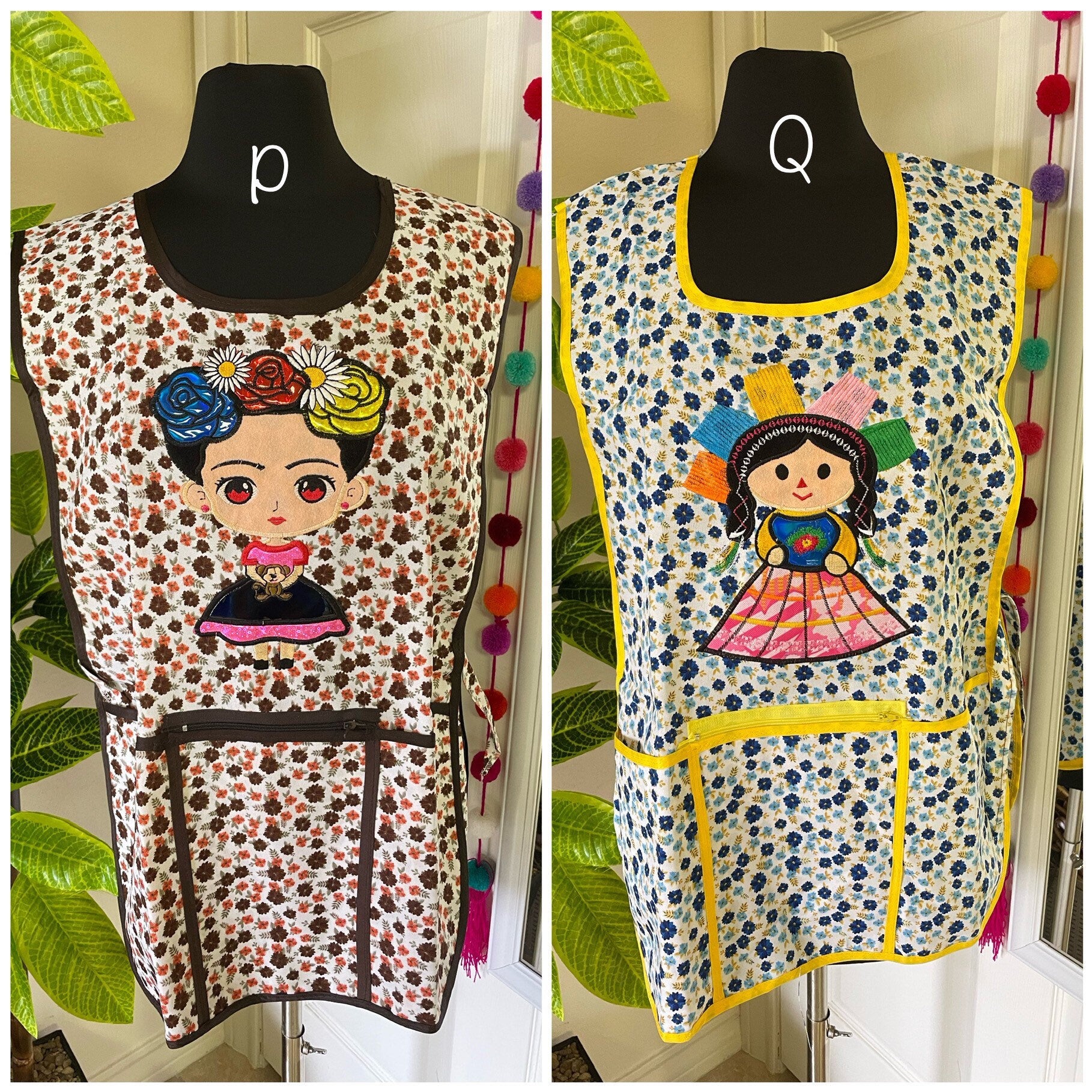 Image of Beautiful Embroidered Chore Aprons - Artisanal Aprons